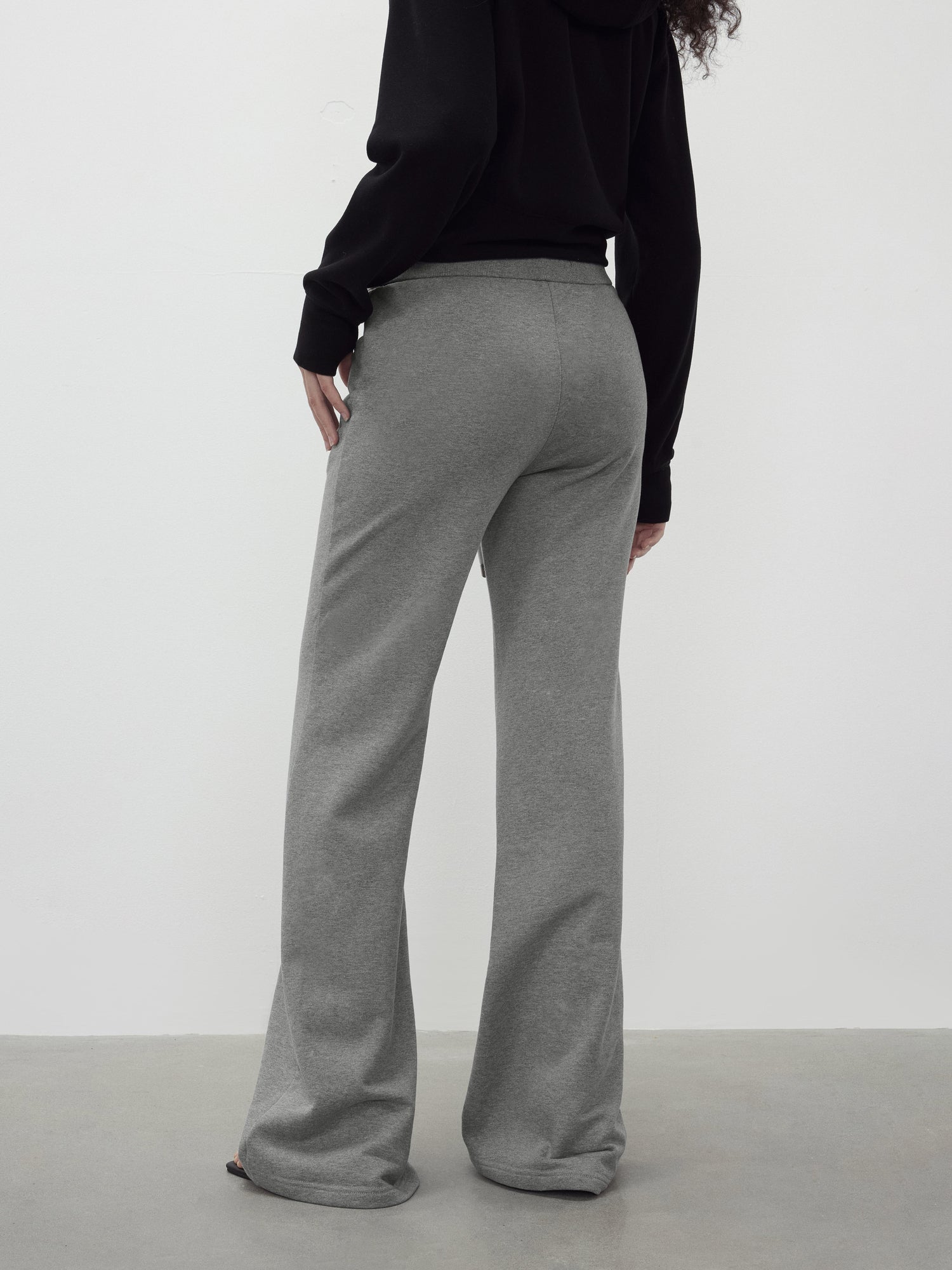 AFTADAWN Low Rise Soft Cotton Flared Joggers with Beaded Drawstring