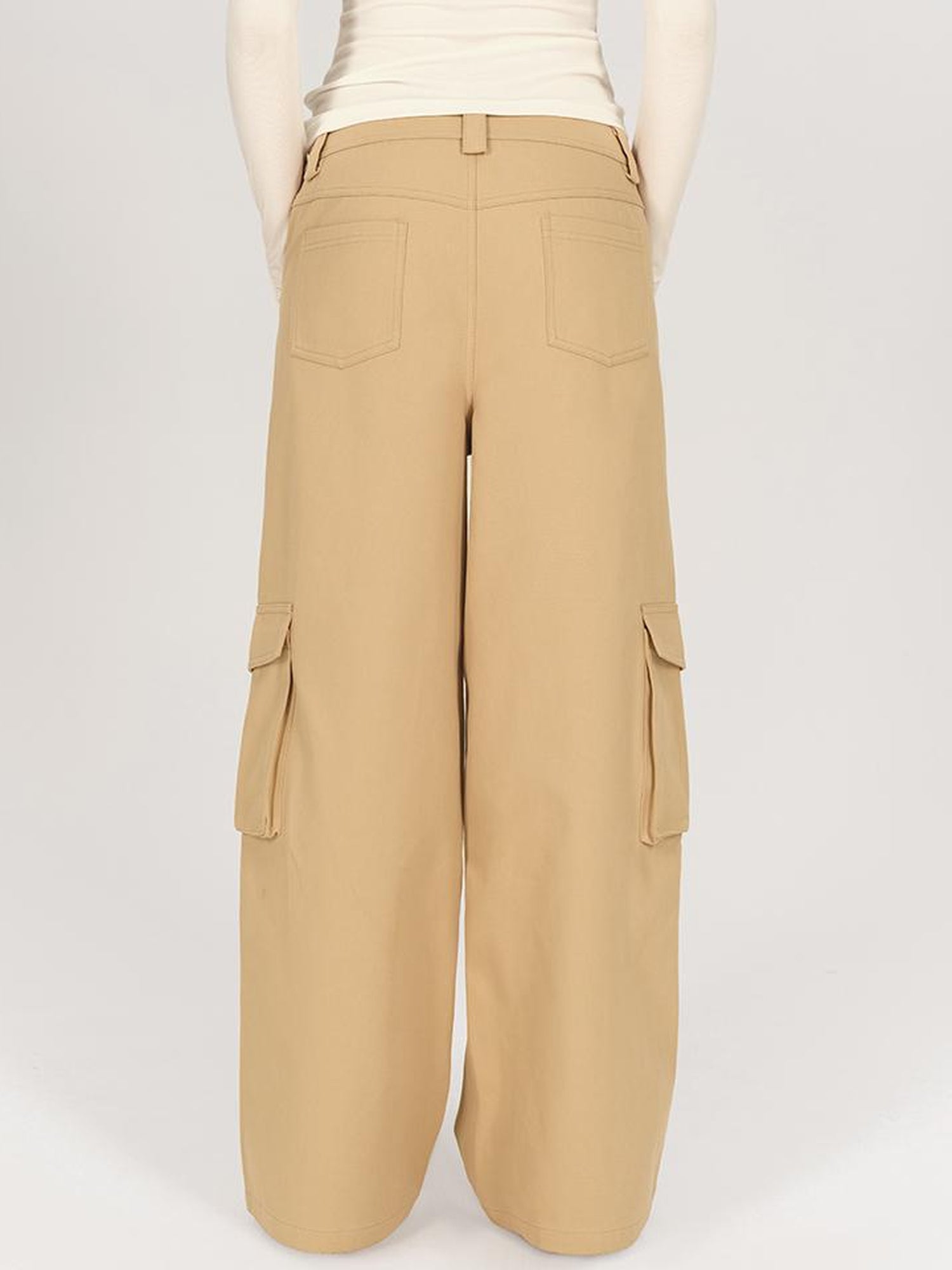 AFTADAWN Low Rise Wide Leg Cargo Pants With Deconstructed Pocket