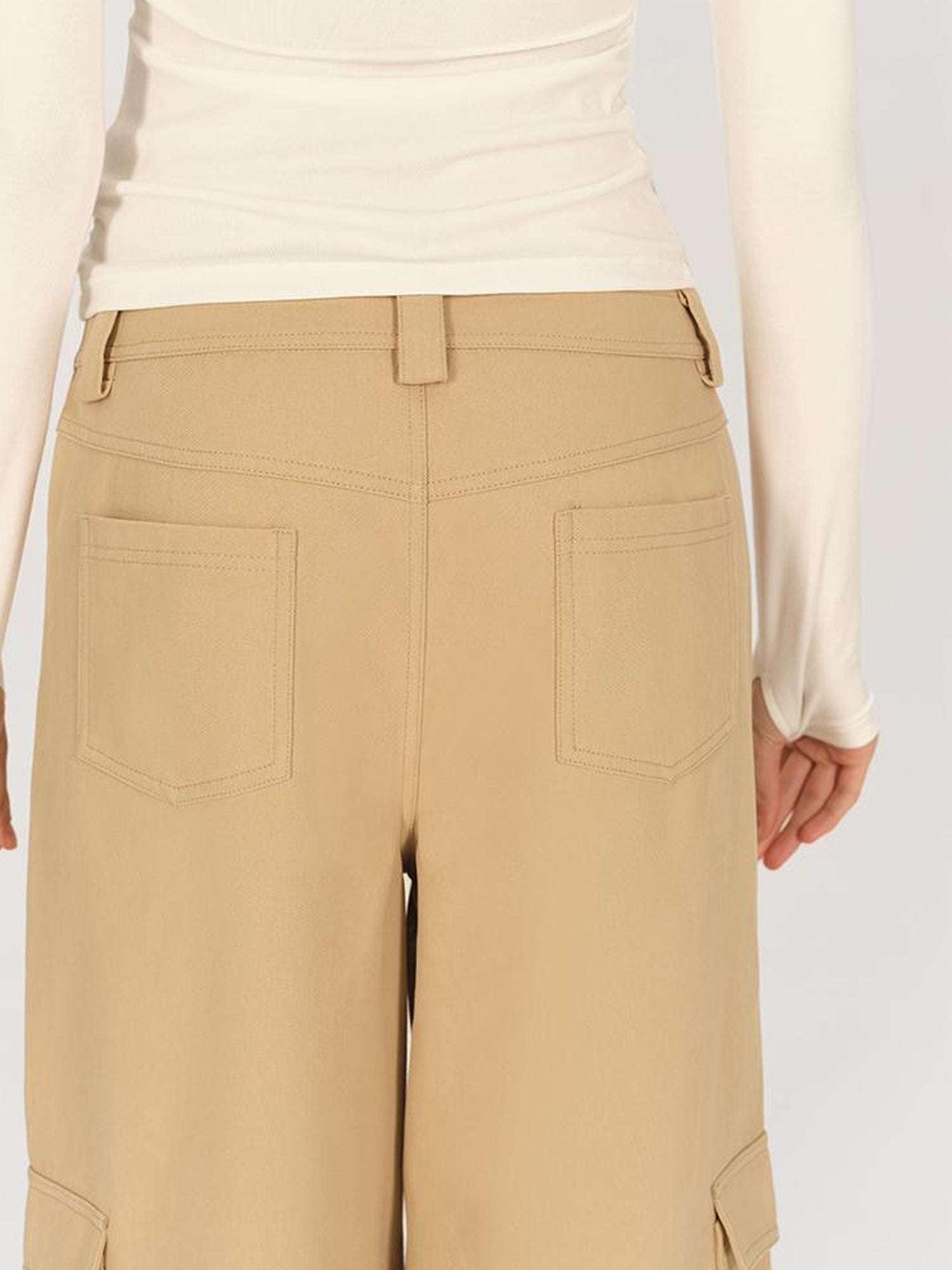 AFTADAWN Low Rise Wide Leg Cargo Pants With Deconstructed Pocket