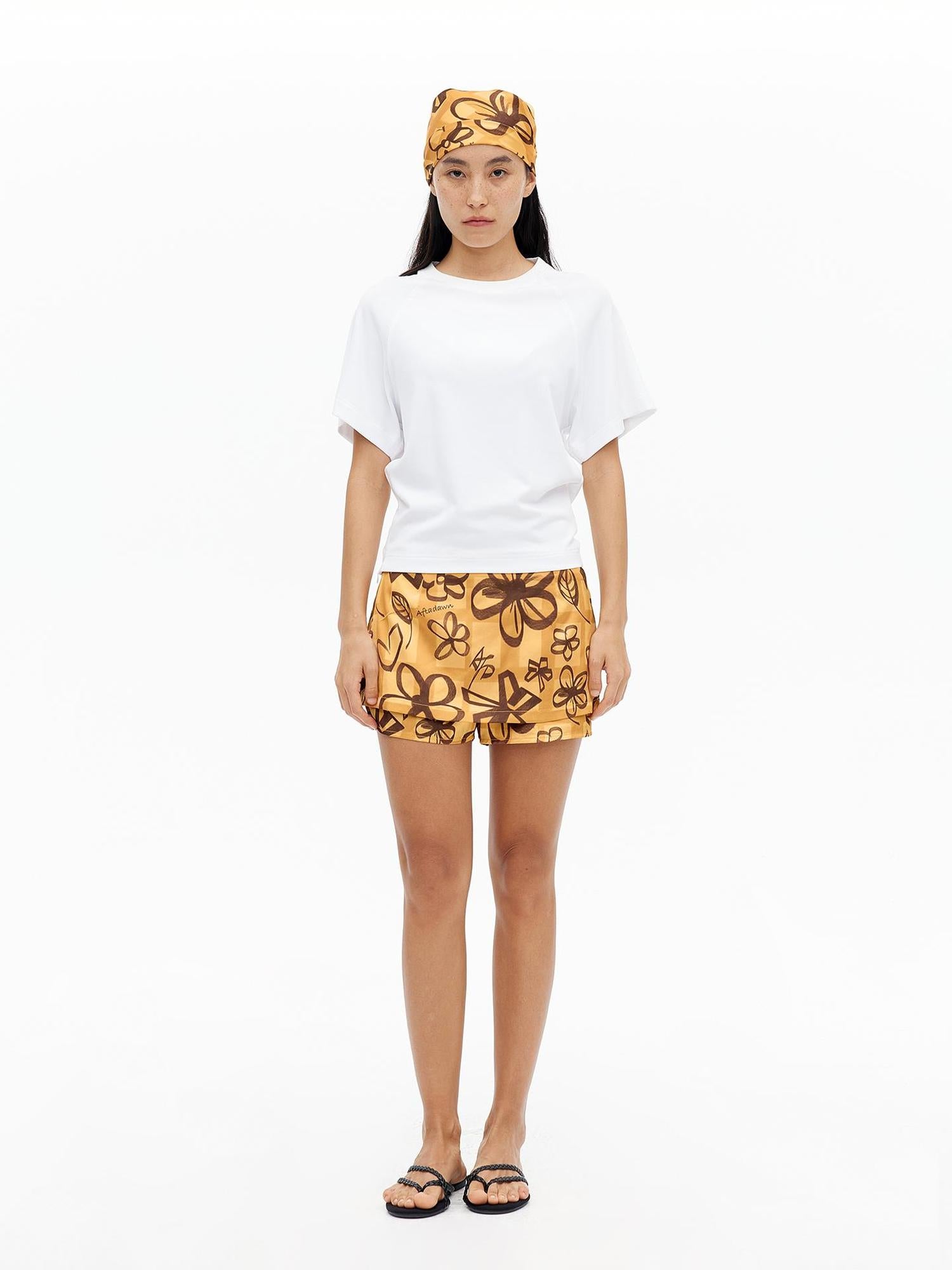 AFTADAWN Low Waist Plaid Print A Line Skort Shorts