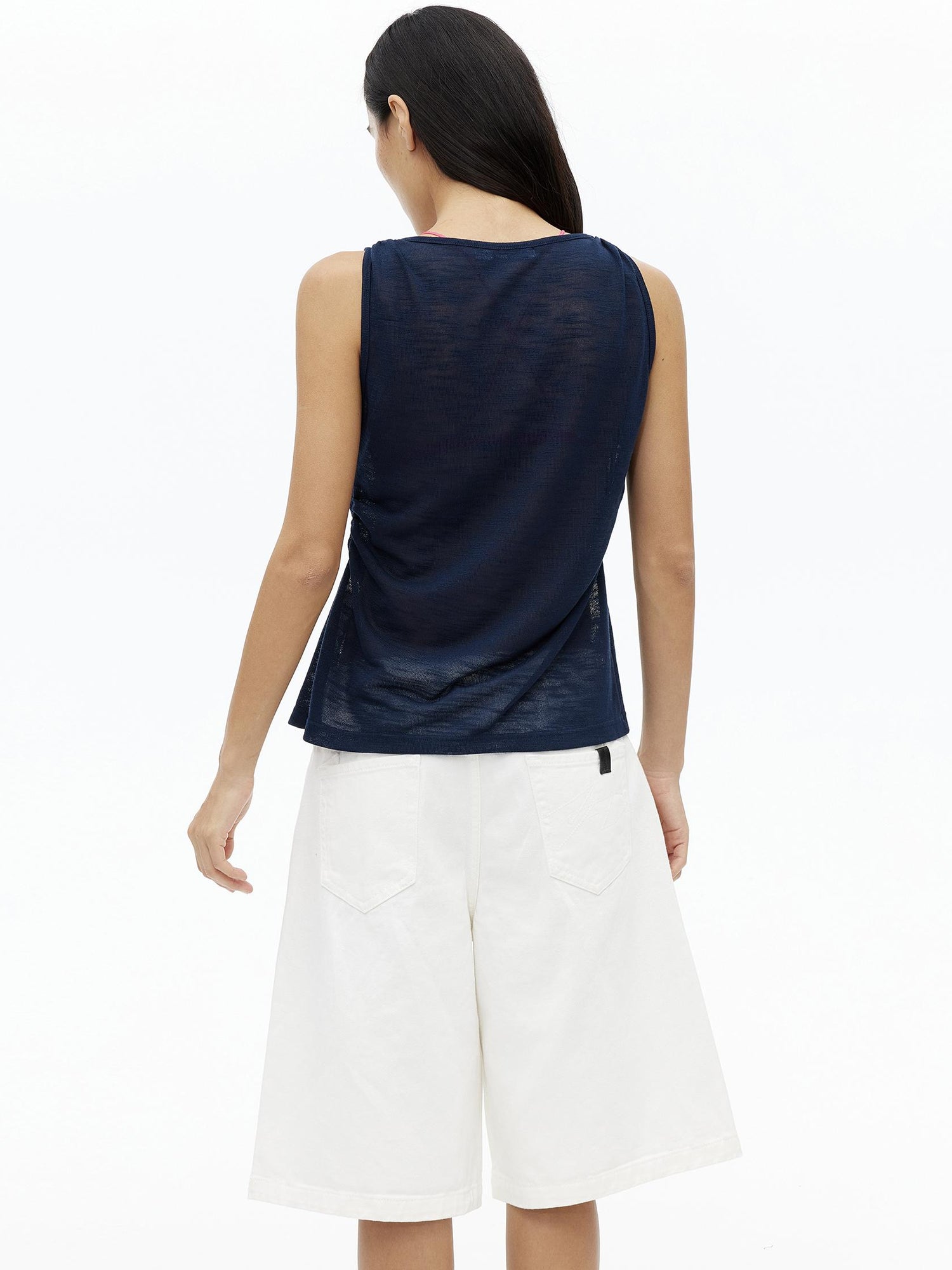 AFTADAWN Lycocell Deep V-neck Hollow Out Knit Sleeveless Vest