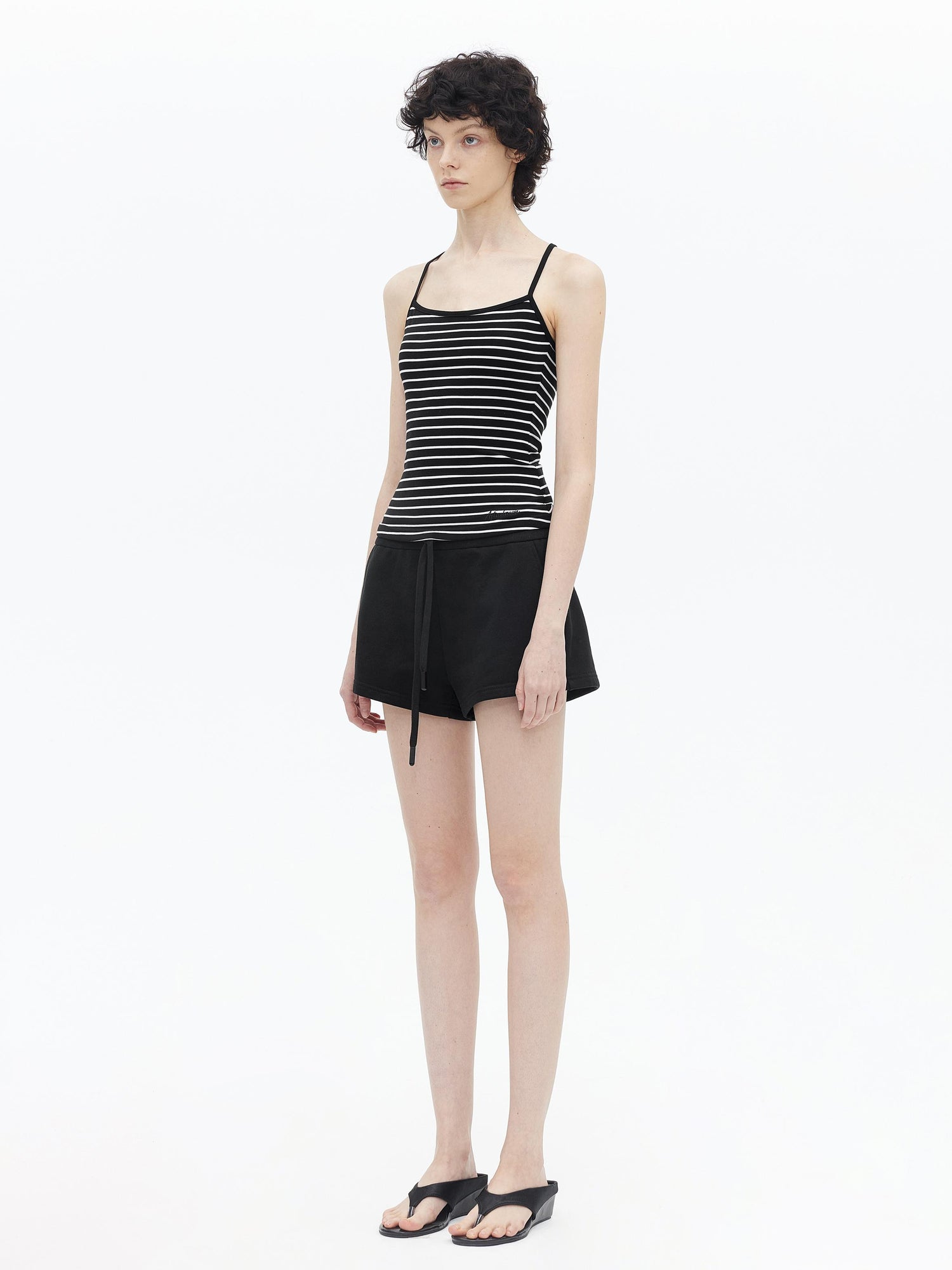 AFTADAWN Lycocell Strappy Backless Camisole Contrast Trim Shorts Set