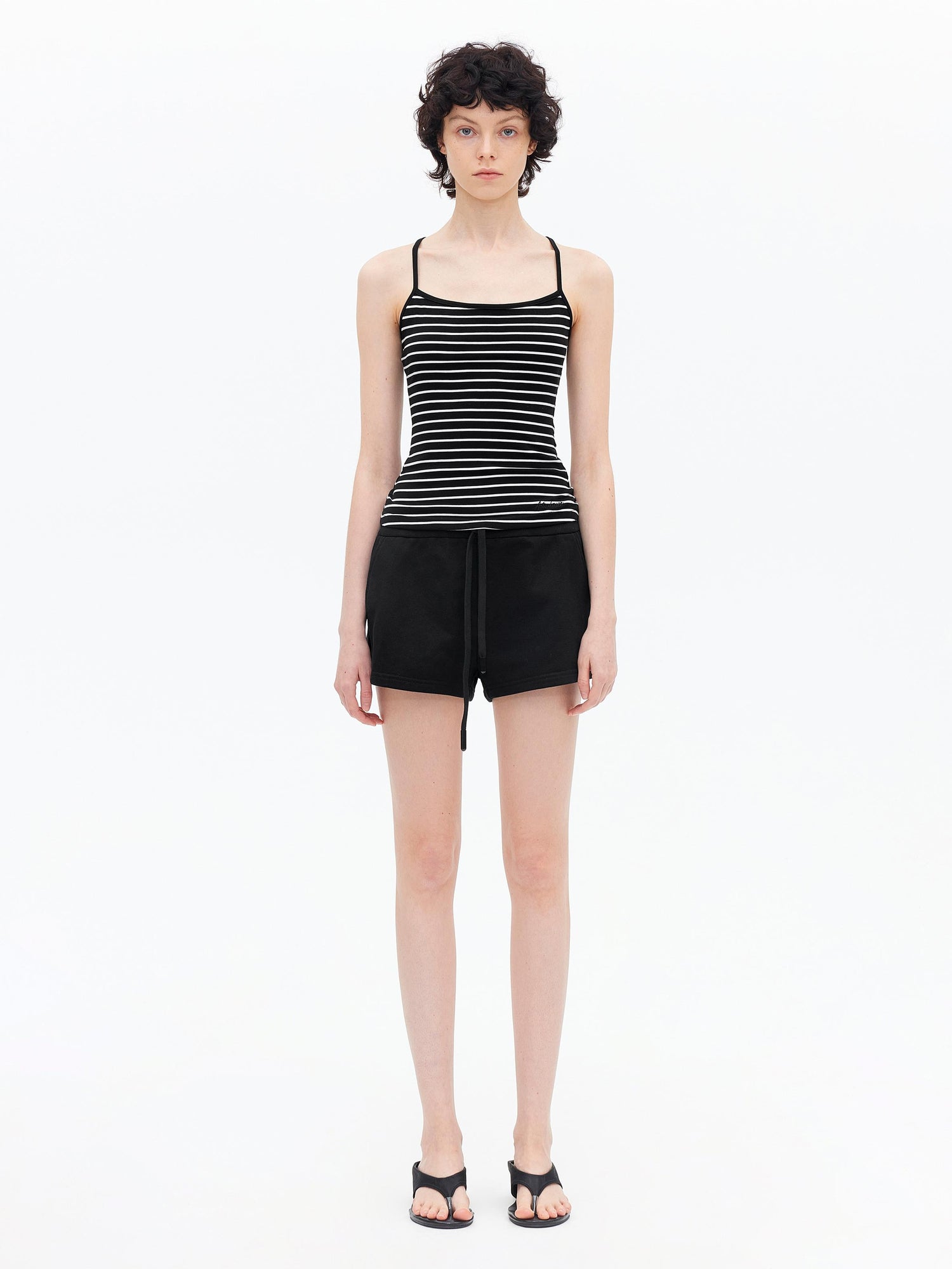 AFTADAWN Lycocell Strappy Backless Camisole Contrast Trim Shorts Set