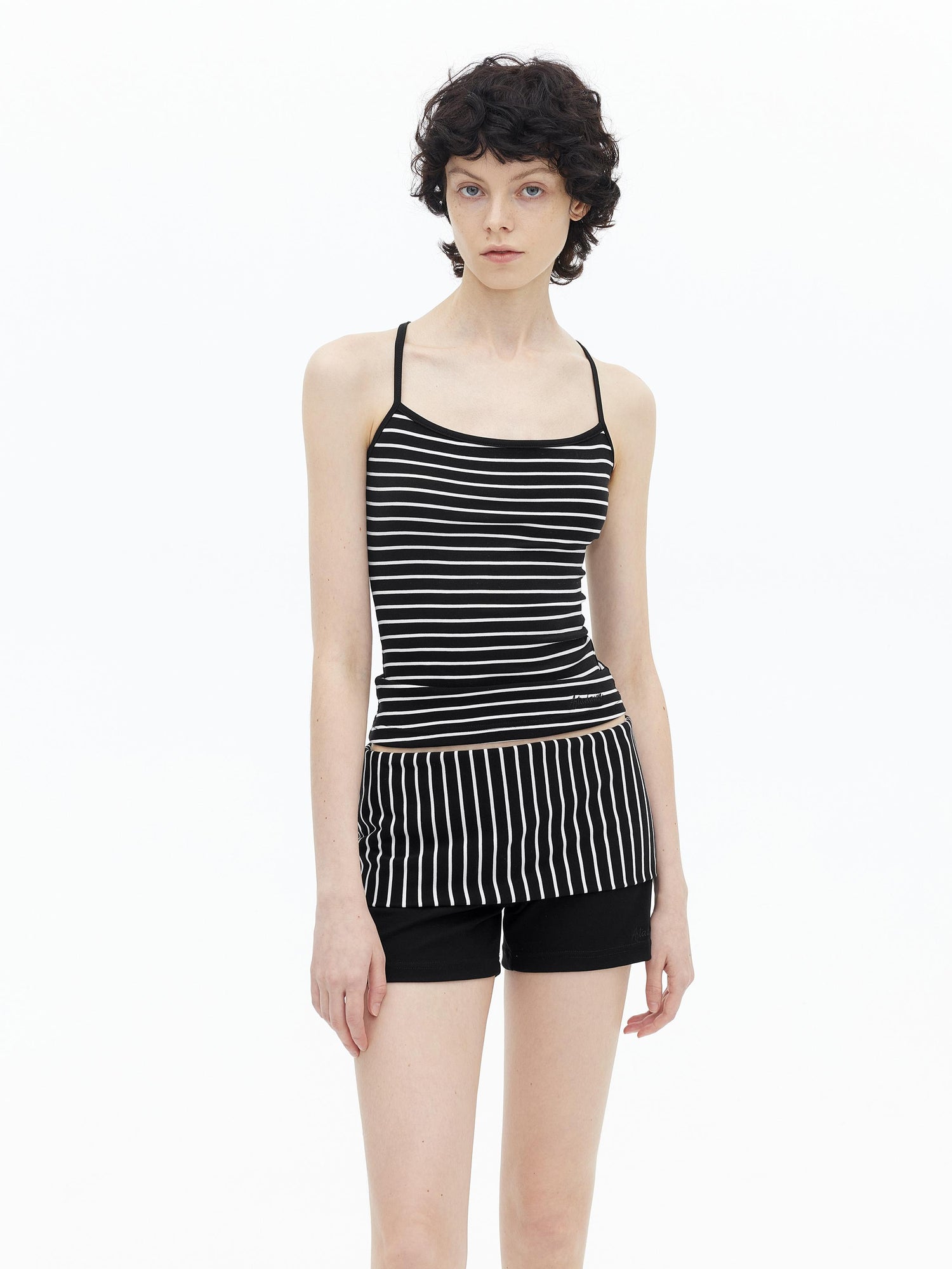 AFTADAWN Lycocell Strappy Backless Camisole Contrast Trim Shorts Set