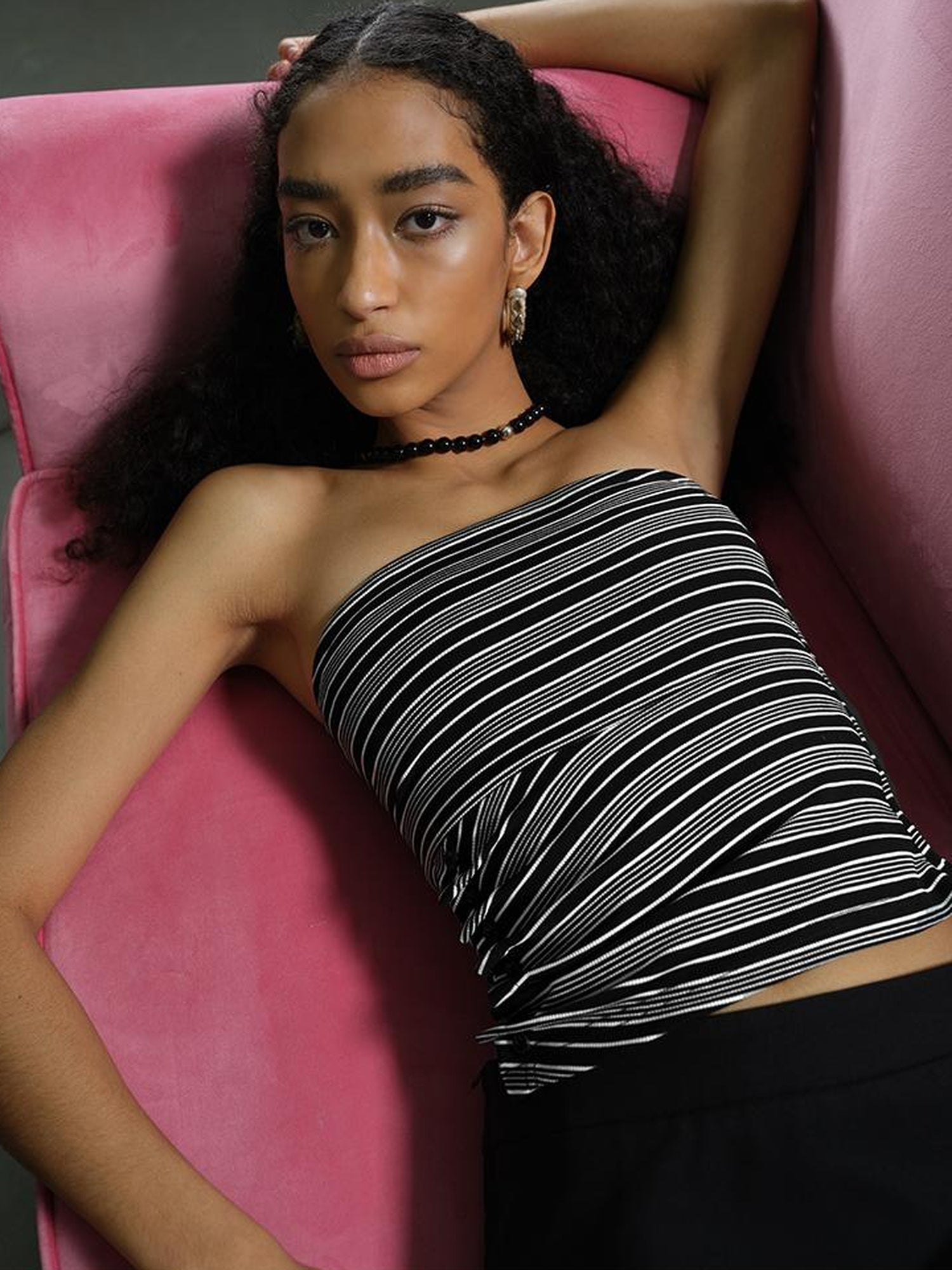 AFTADAWN Lycocell Textured Stretch Wrap Top V-neck T-shirt Long Sleeve