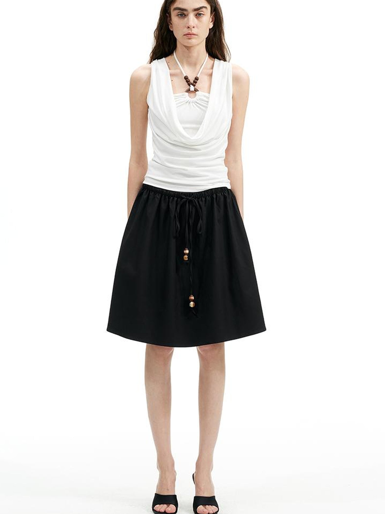 AFTADAWN Lyocell Layered Halter Necklace Beaded Vest Camisole