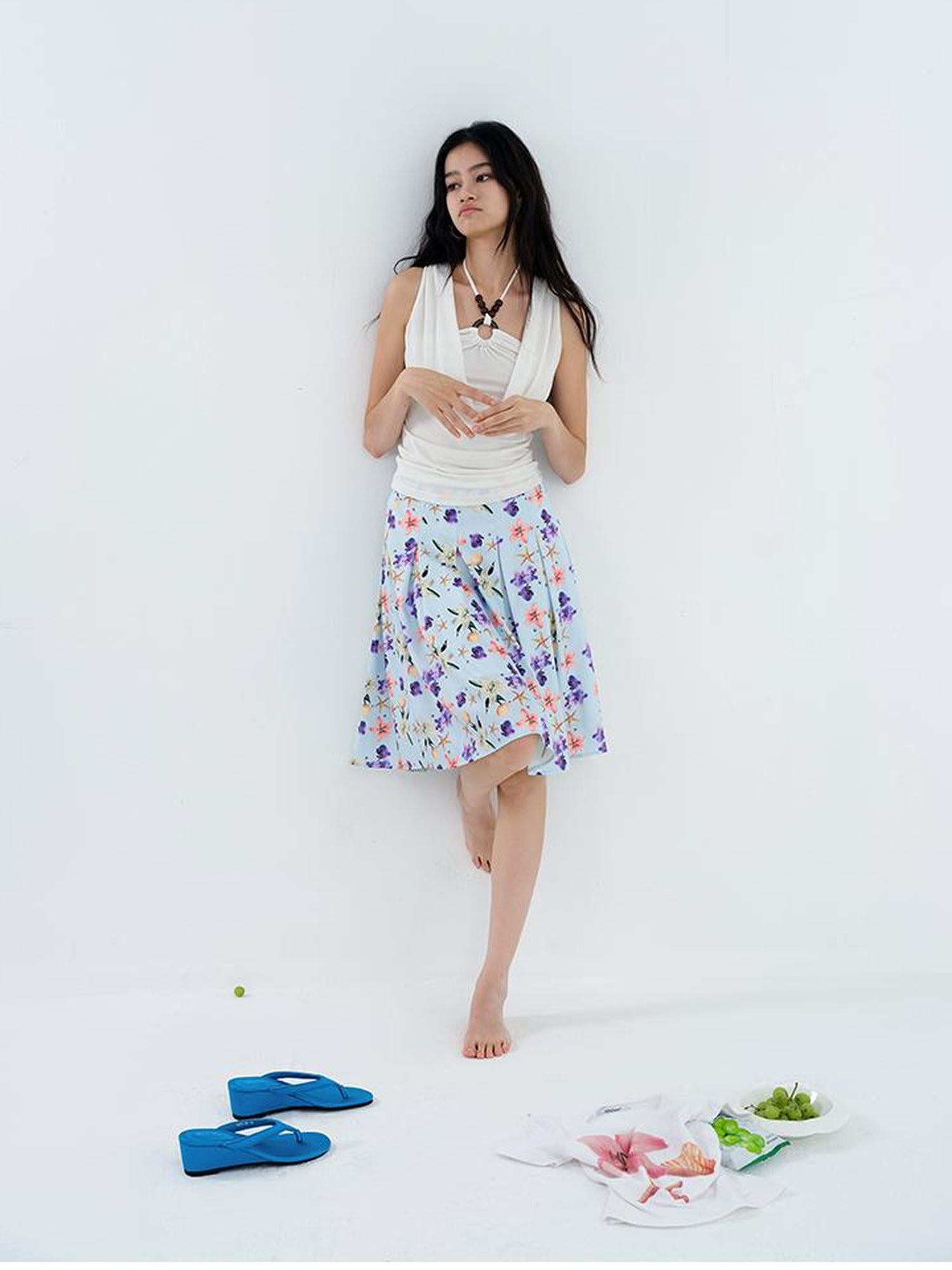 AFTADAWN Lyocell Layered Halter Necklace Beaded Vest Camisole