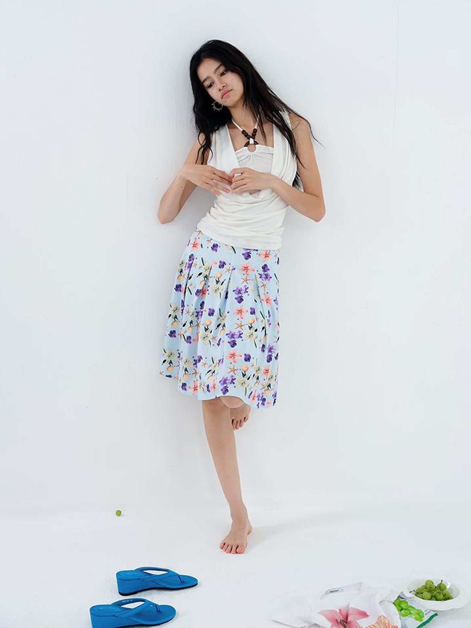 AFTADAWN Lyocell Layered Halter Necklace Beaded Vest Camisole