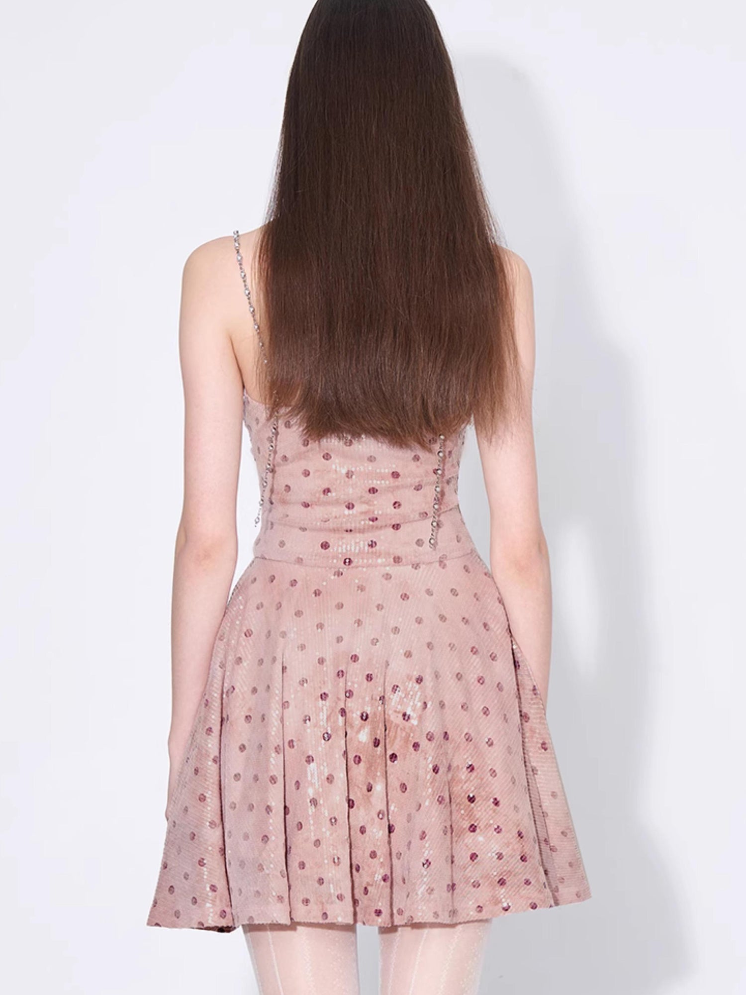 AFTADAWN Magellanic Cloud Pink Dot Sequin Slip Dress