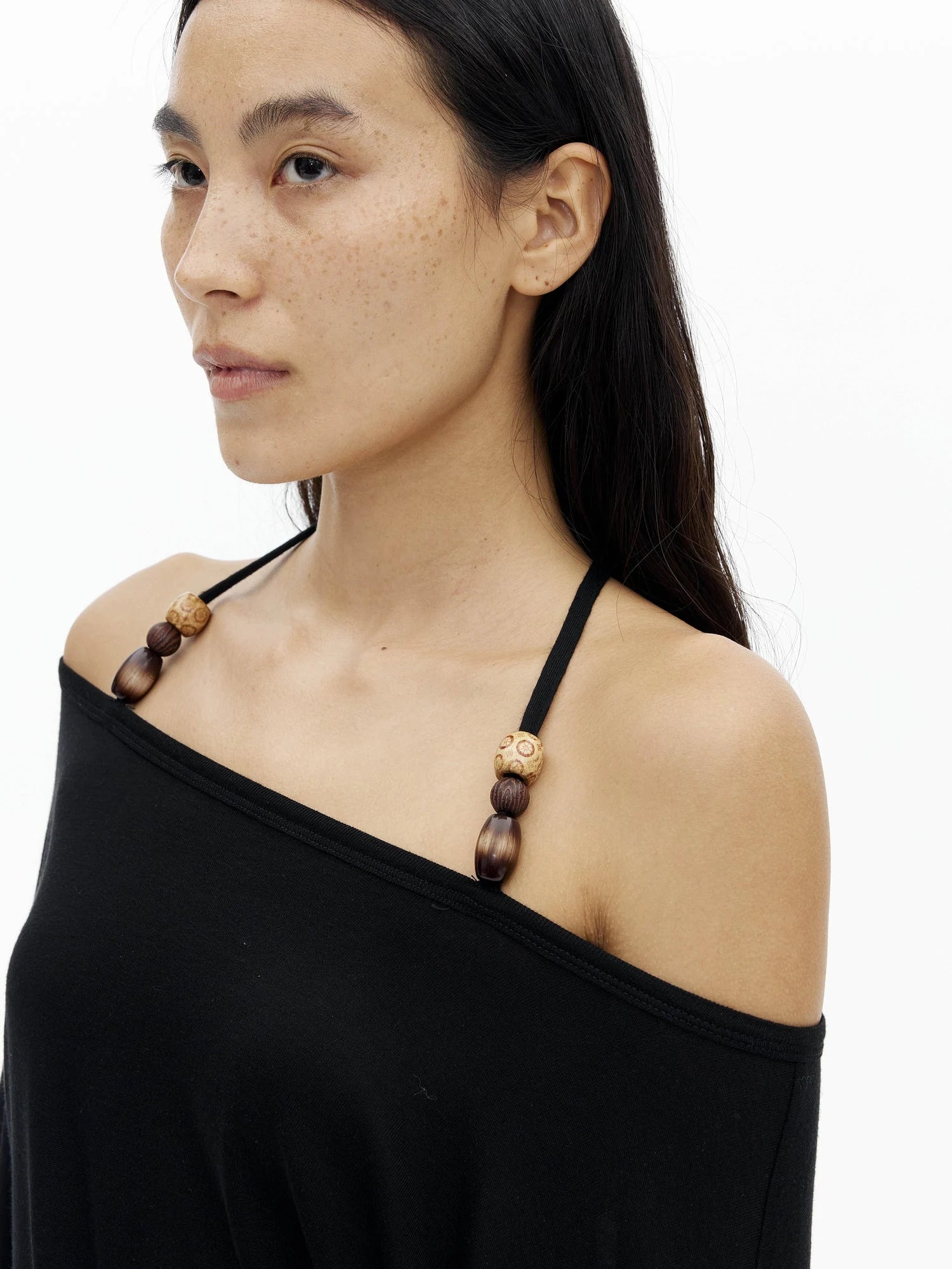 Merino Wool Beaded Off Shoulder Layered Top