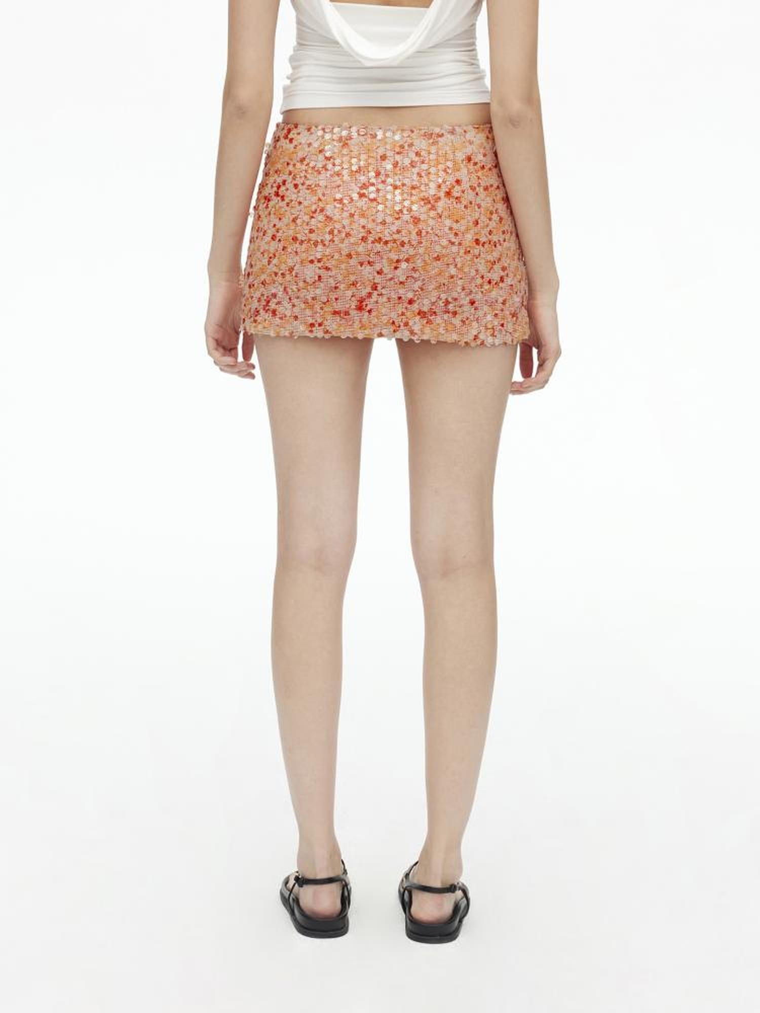 AFTADAWN Mesh Glitter Low Waist Skirt With Lining