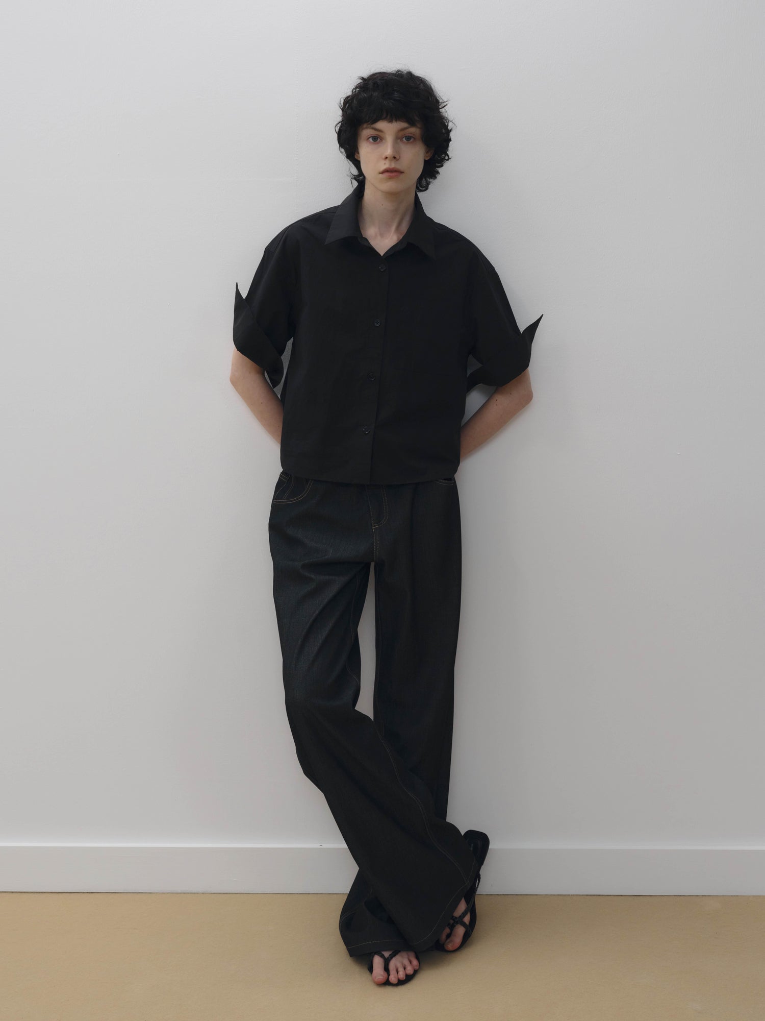 AFTADAWN Micro Pleated Horse Cotton Oversized Shirt