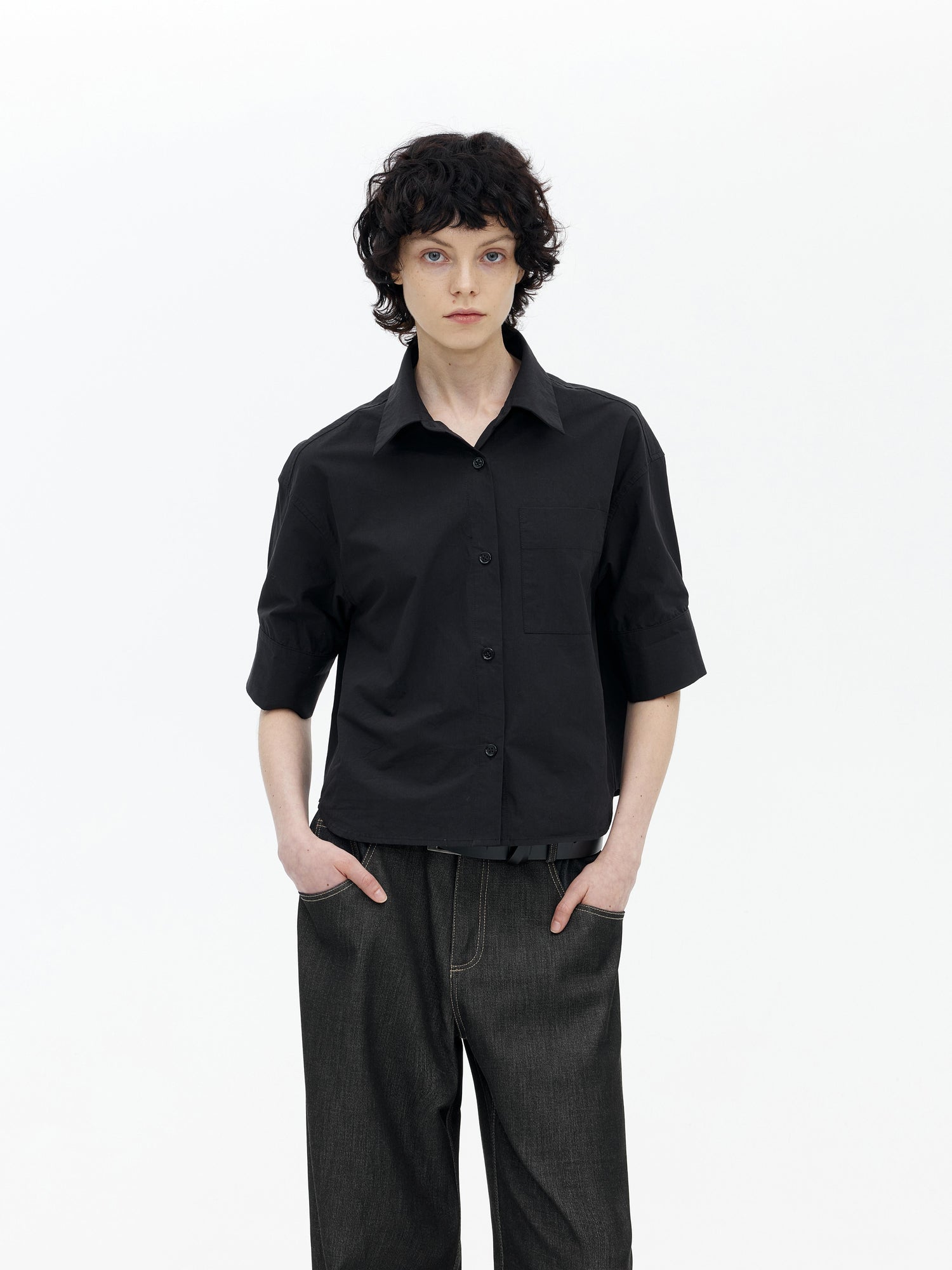 AFTADAWN Micro Pleated Horse Cotton Oversized Shirt