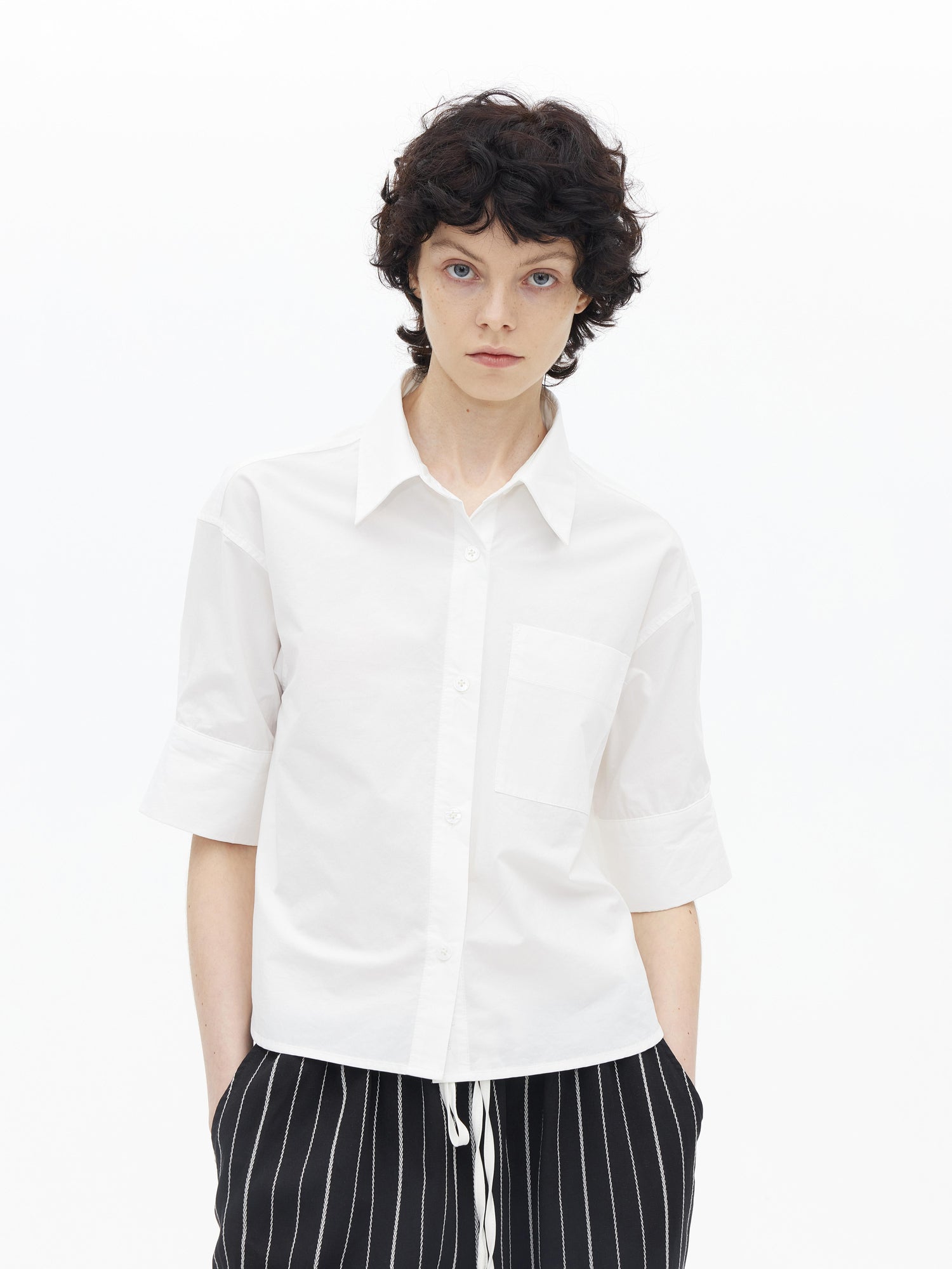 AFTADAWN Micro Pleated Horse Cotton Oversized Shirt