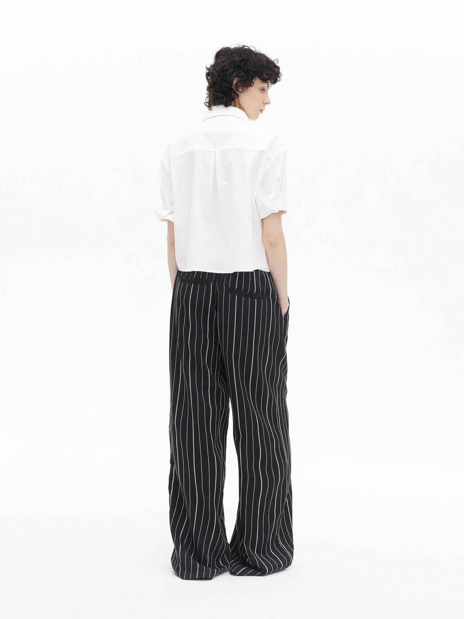 AFTADAWN Micro Pleated Horse Cotton Oversized Shirt