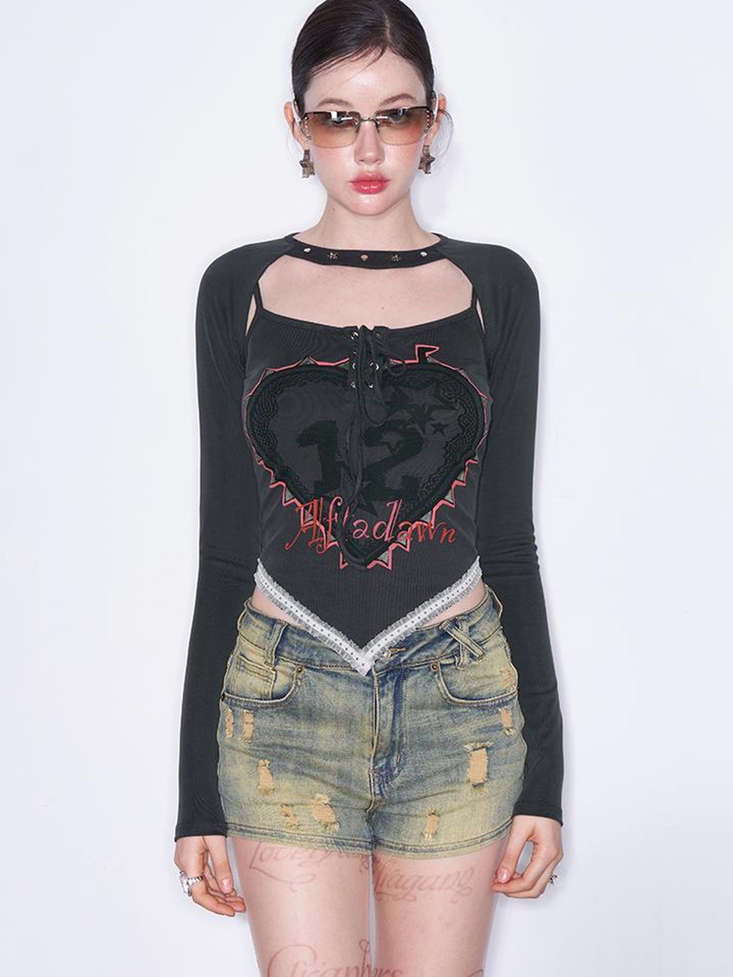 AFTADAWN Mo Dale Print Camisole and Long Sleeve Overlay Set