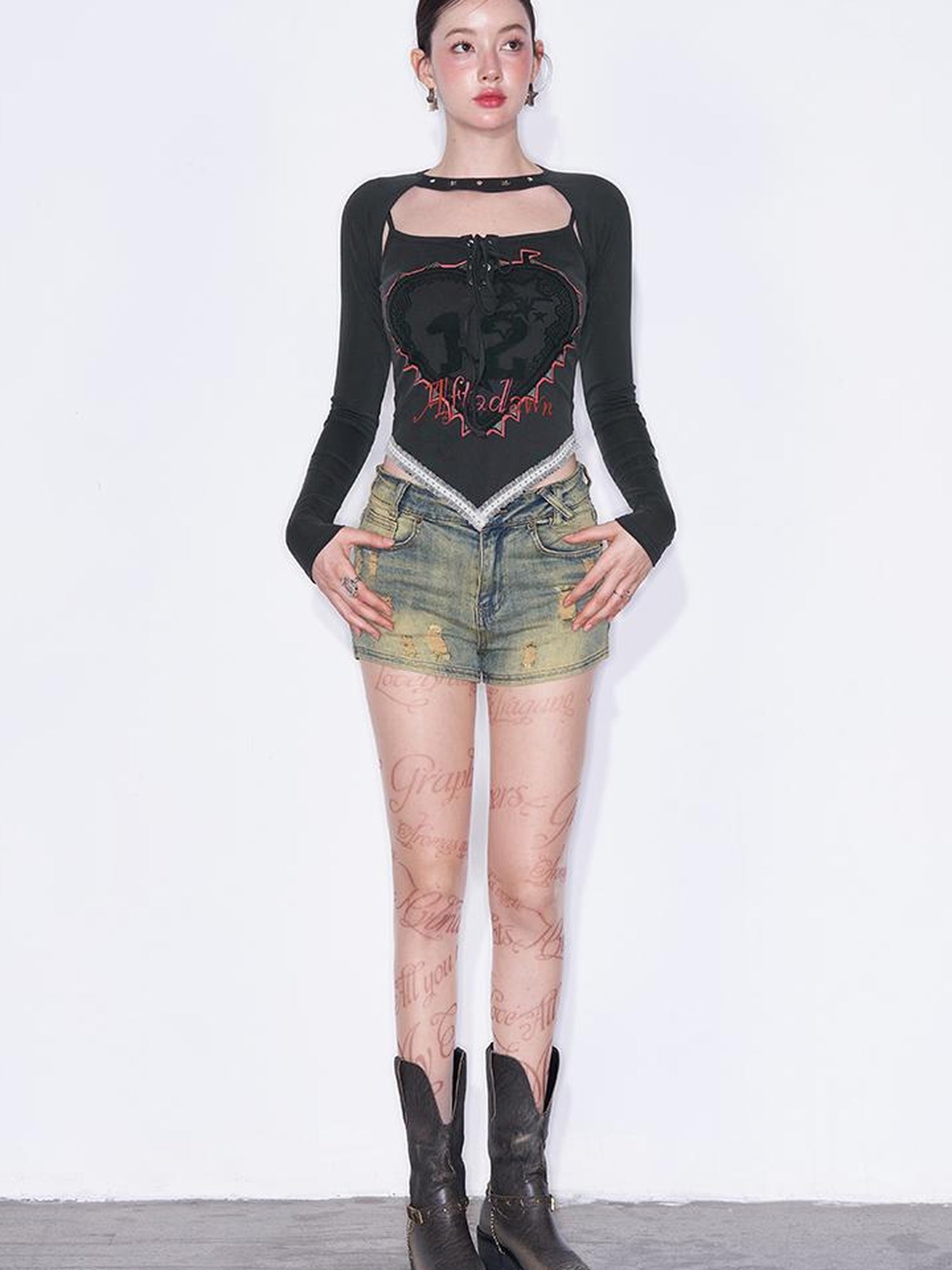 AFTADAWN Mo Dale Print Camisole and Long Sleeve Overlay Set