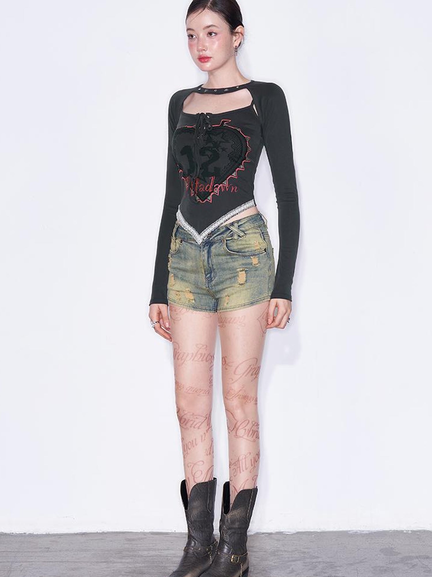 AFTADAWN Mo Dale Print Camisole and Long Sleeve Overlay Set