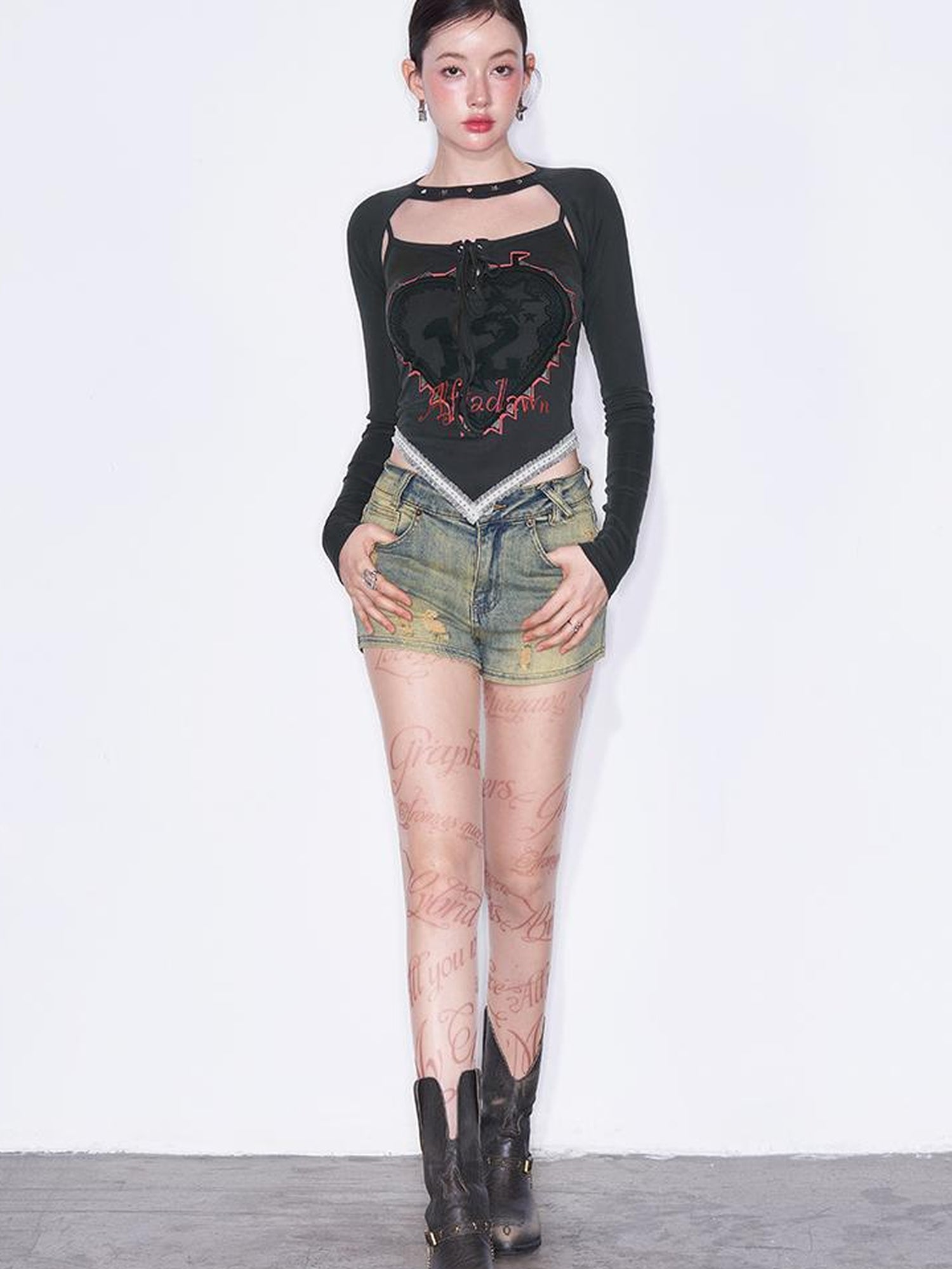 AFTADAWN Mo Dale Print Camisole and Long Sleeve Overlay Set