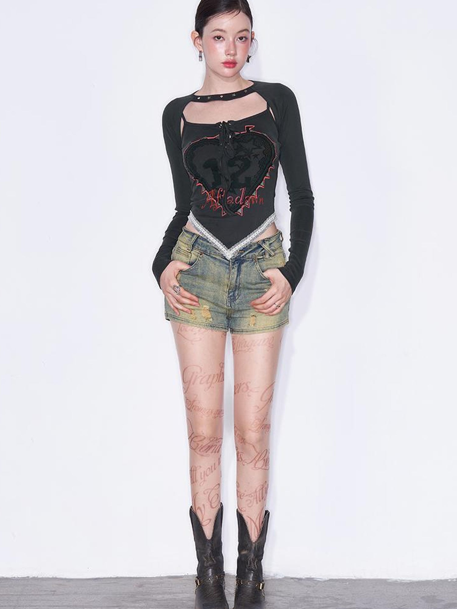 AFTADAWN Mo Dale Print Camisole and Long Sleeve Overlay Set