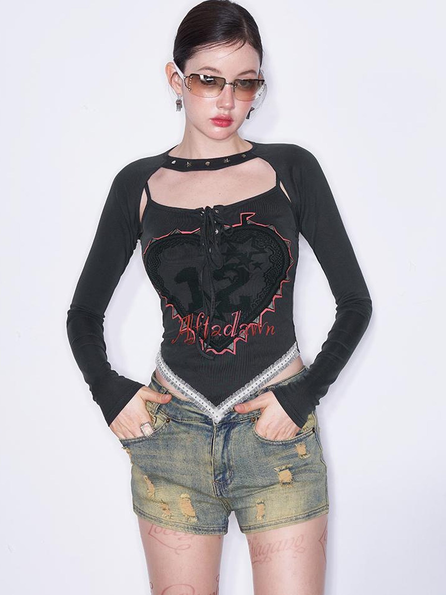 AFTADAWN Mo Dale Print Camisole and Long Sleeve Overlay Set