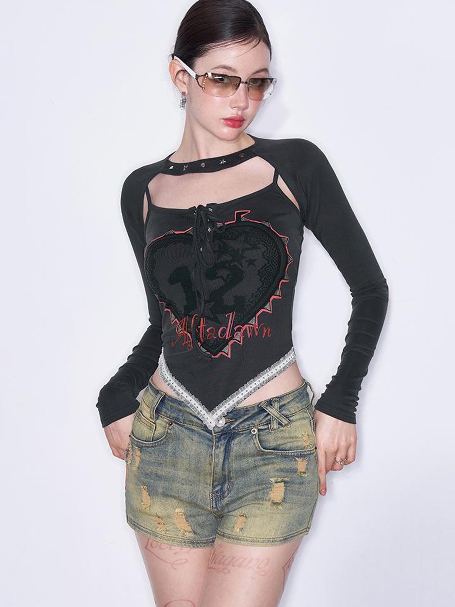 AFTADAWN Mo Dale Print Camisole and Long Sleeve Overlay Set