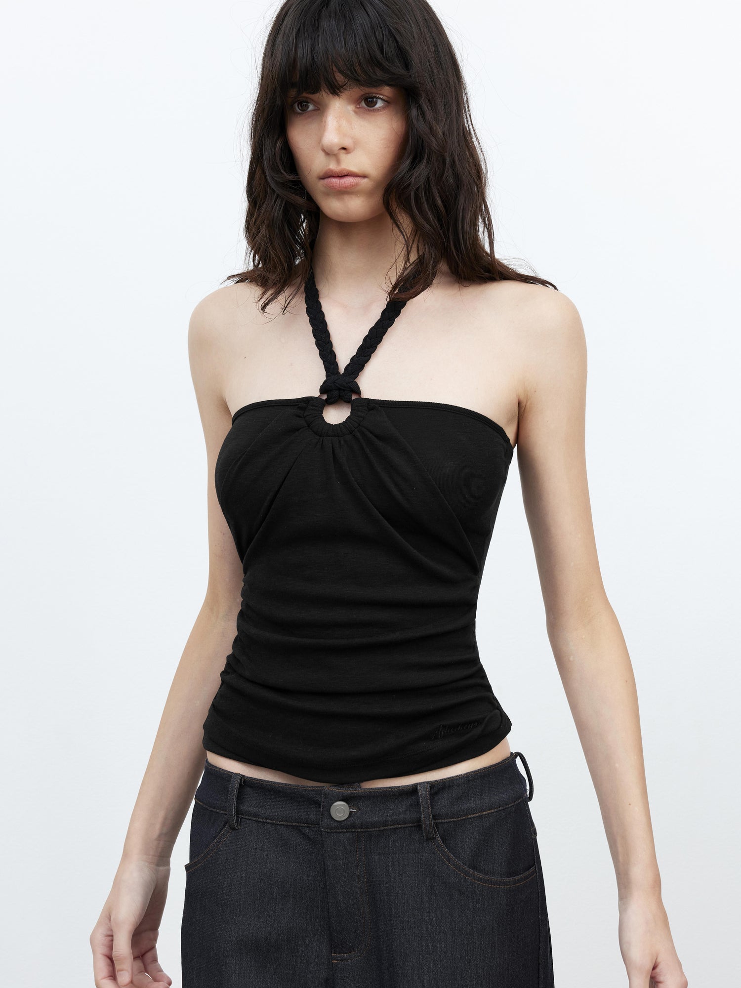 AFTADAWN Modal Rope Halter Top With Backless Design