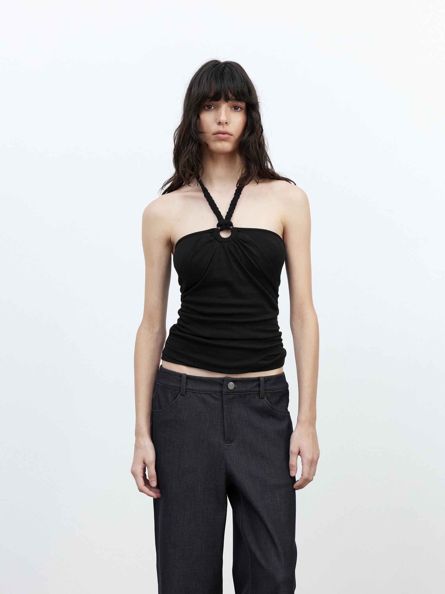 AFTADAWN Modal Rope Halter Top With Backless Design