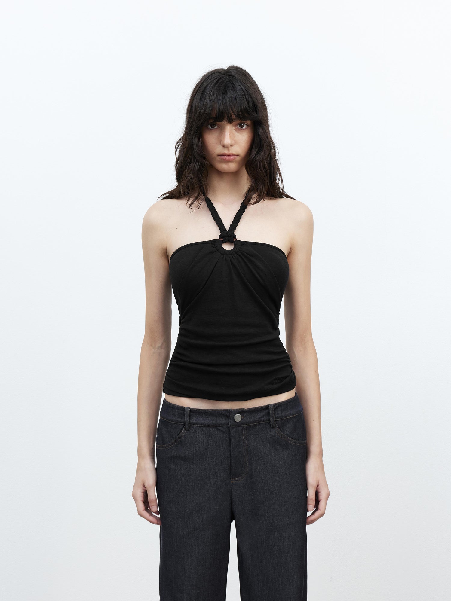 AFTADAWN Modal Rope Halter Top With Backless Design