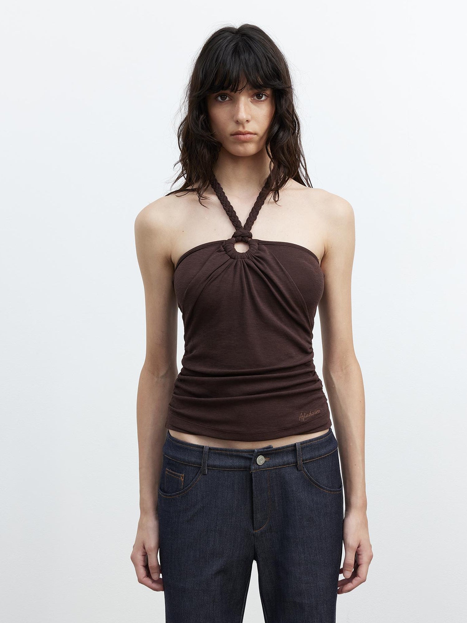 AFTADAWN Modal Rope Halter Top With Backless Design