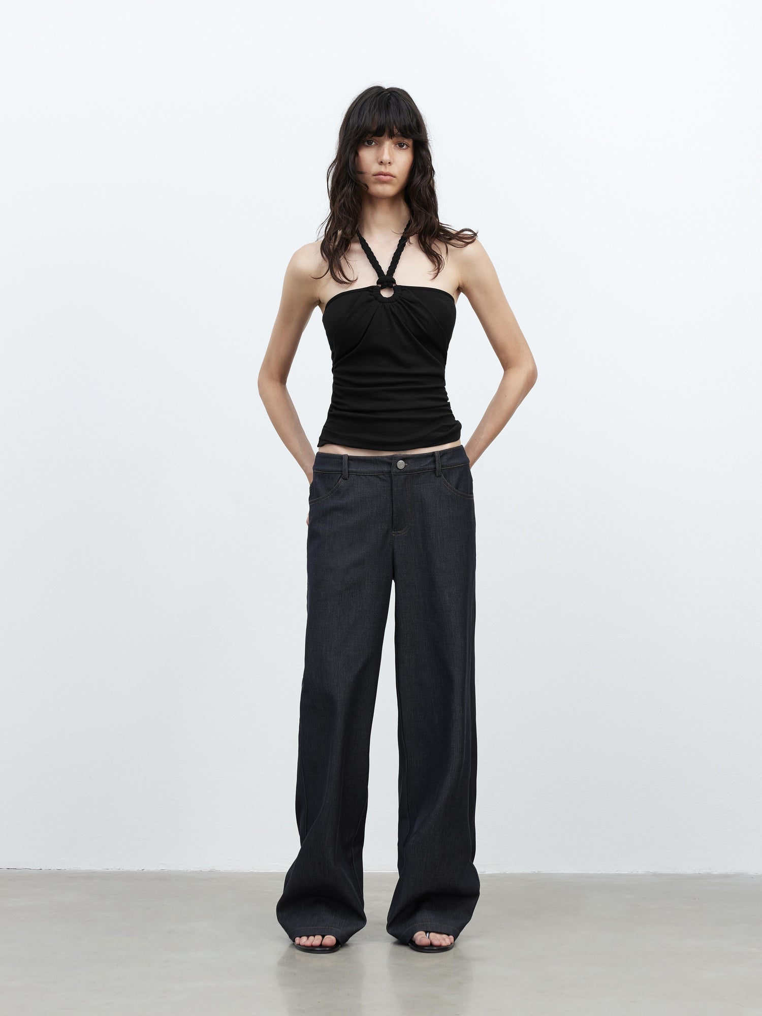 AFTADAWN Modal Rope Halter Top With Backless Design