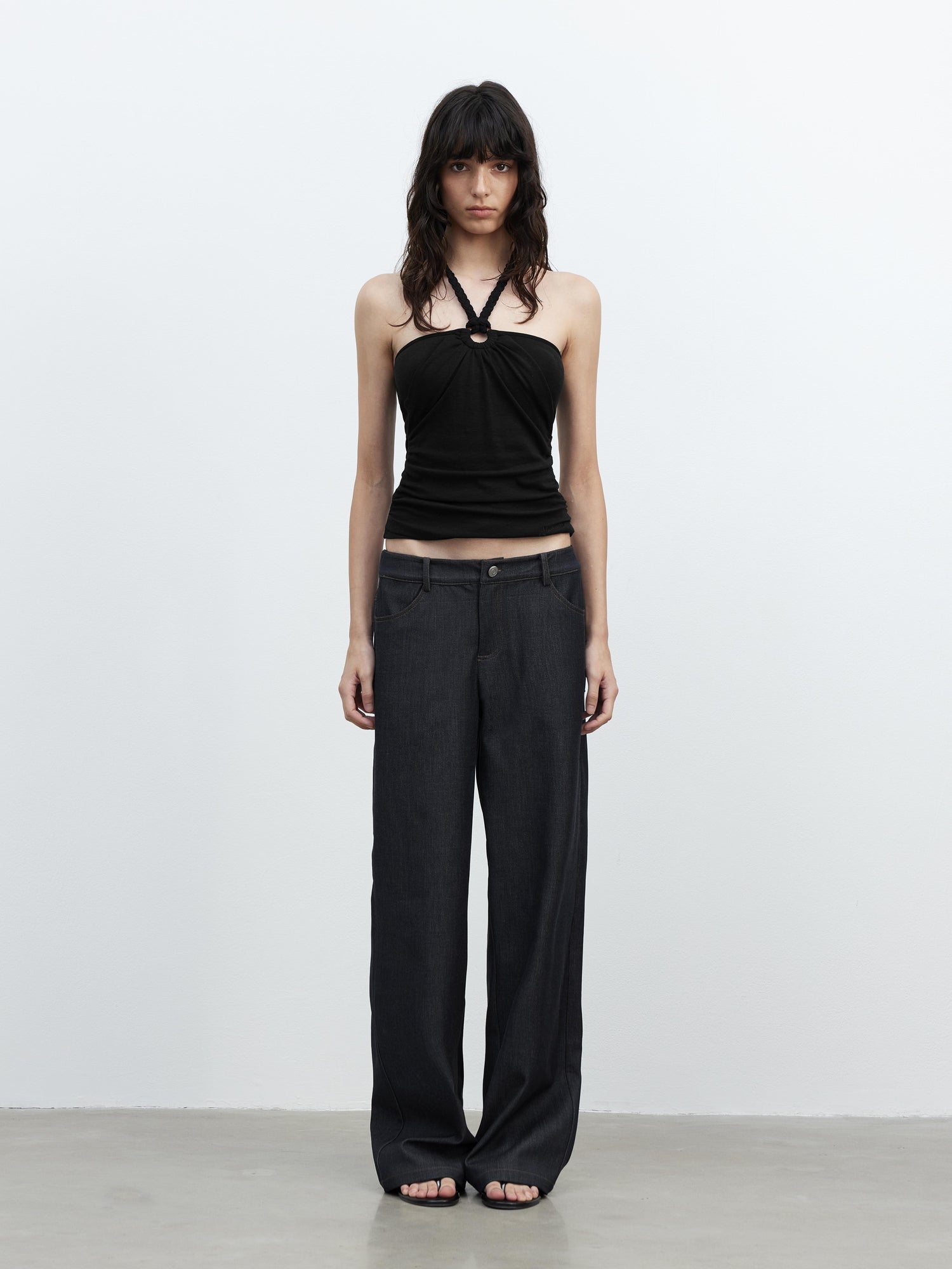 AFTADAWN Modal Rope Halter Top With Backless Design