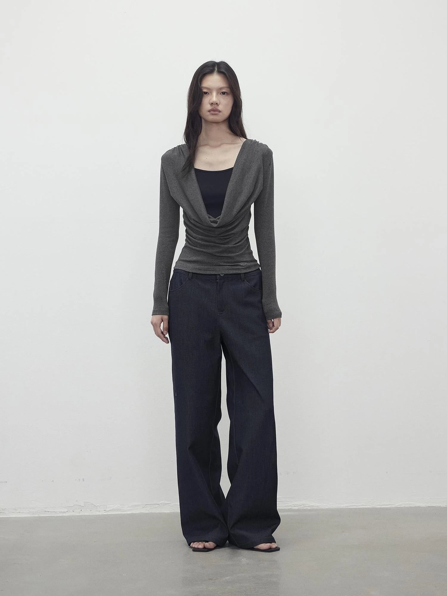 Modal Slit Back Beaded Detail Long Sleeve Top