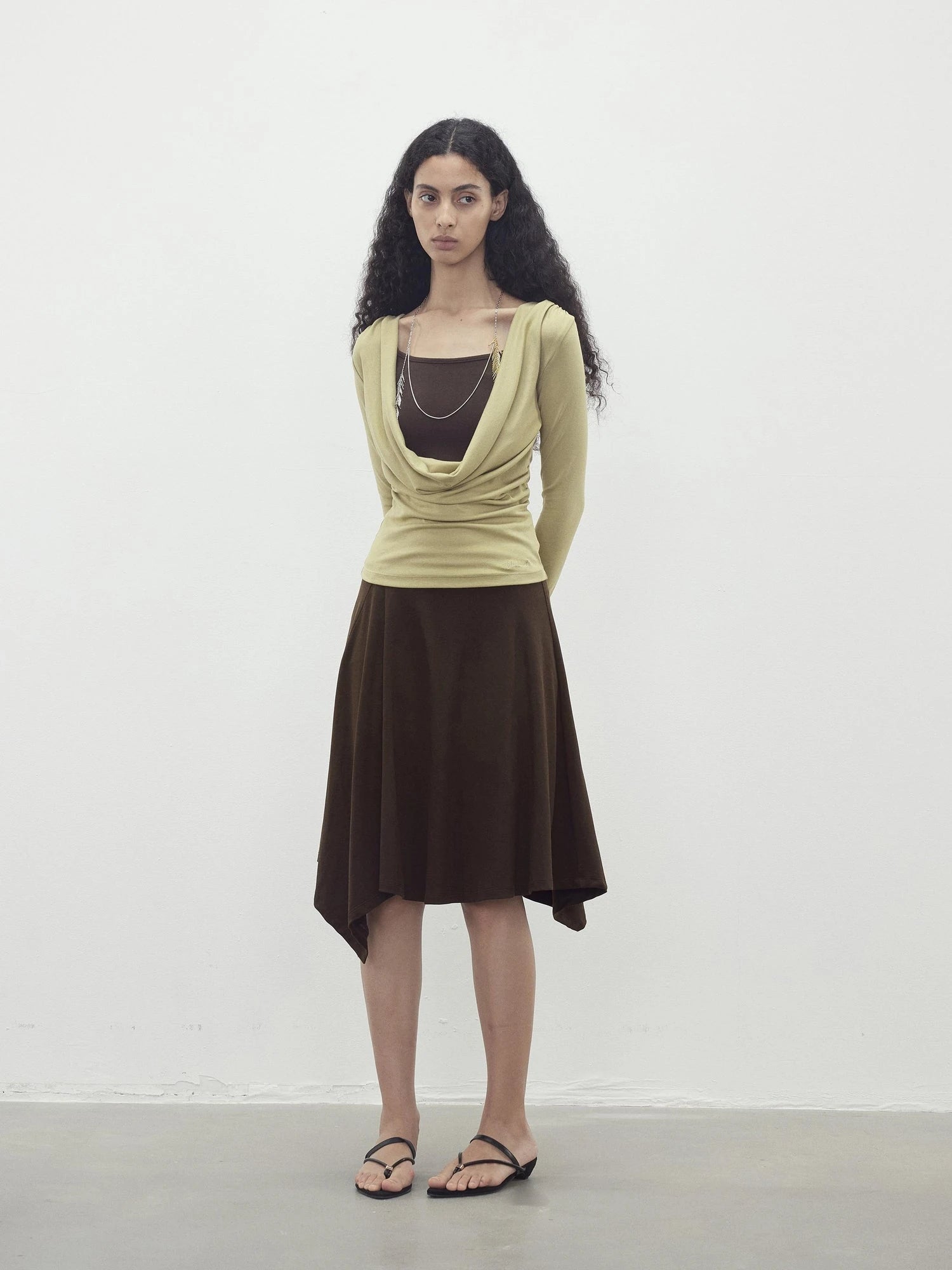 Modal Slit Back Beaded Detail Long Sleeve Top