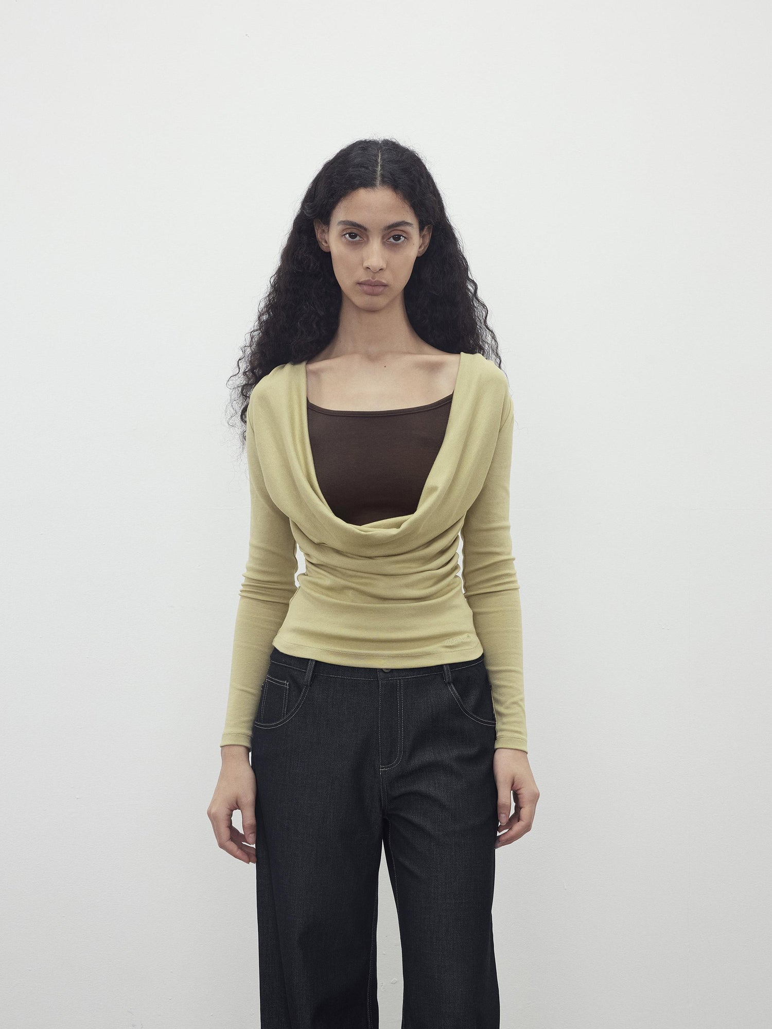 AFTADAWN Modal Slit Back Beaded Detail Long Sleeve Top