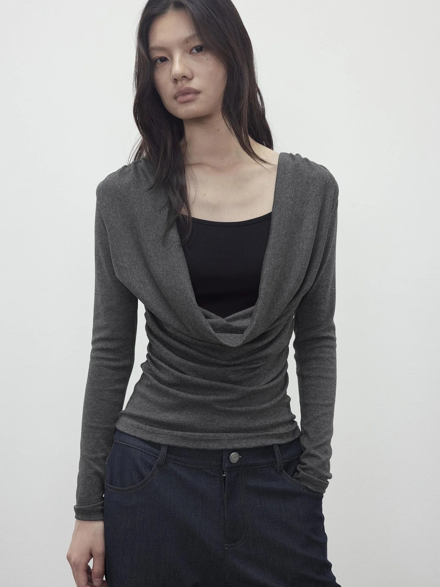 Modal Slit Back Beaded Detail Long Sleeve Top