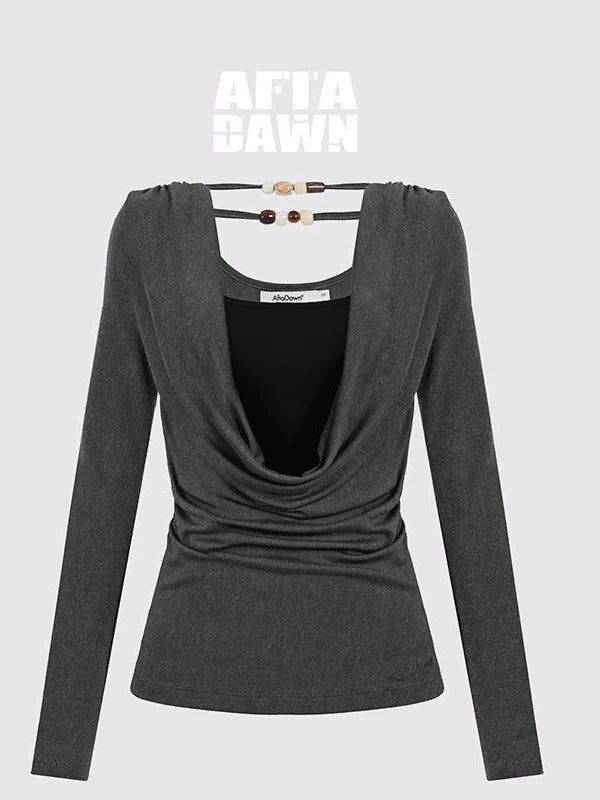 Modal Slit Back Beaded Detail Long Sleeve Top