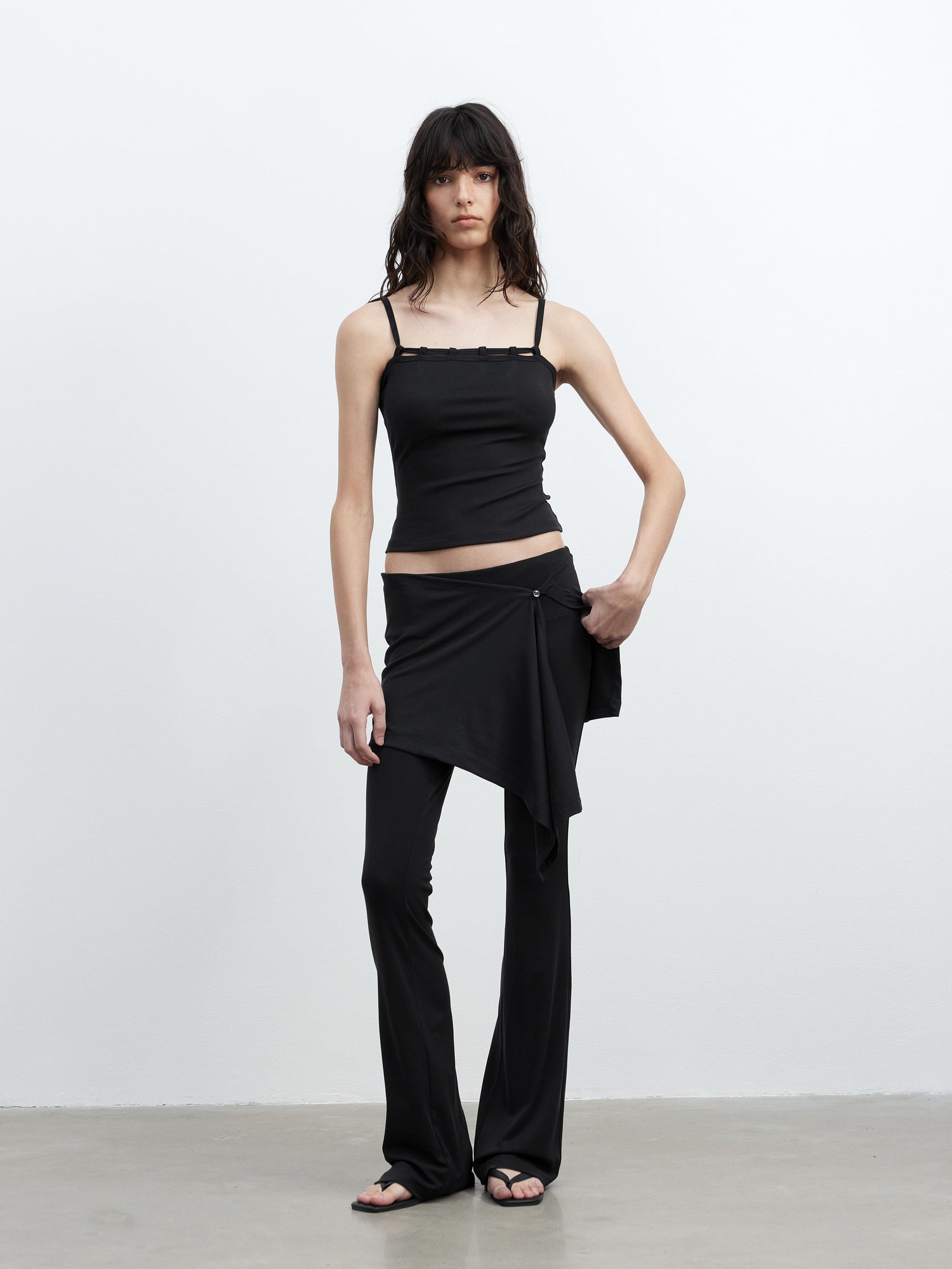 AFTADAWN Modal Strap Camisole With Detachable Skirt Pants Set