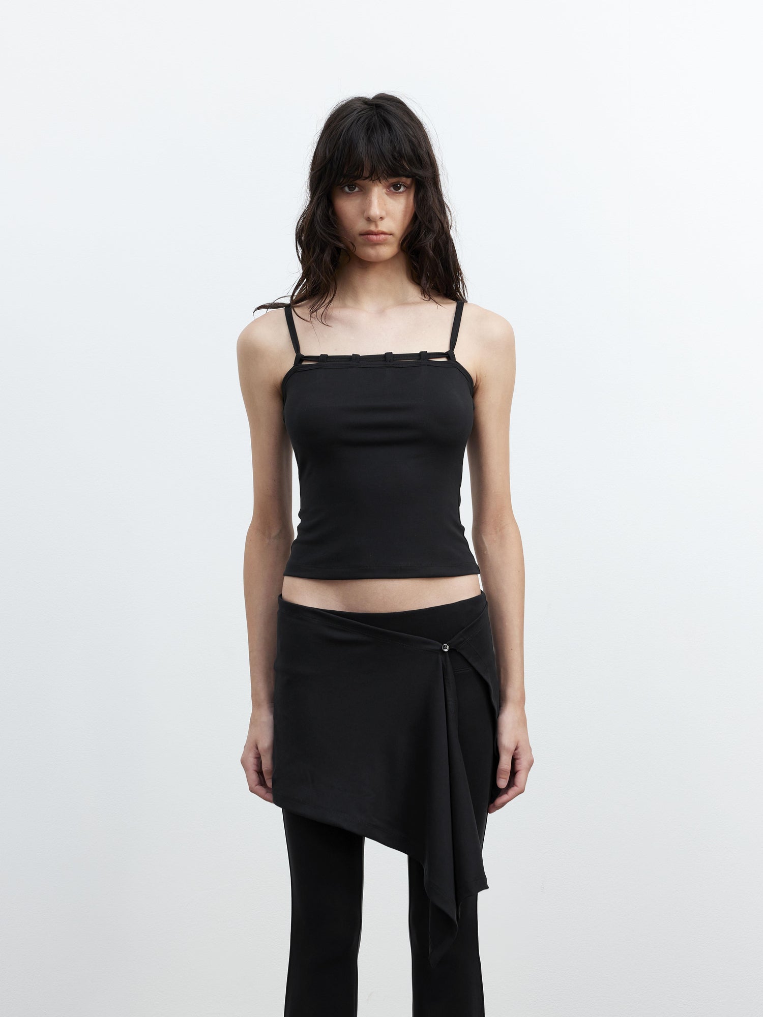 AFTADAWN Modal Strap Camisole With Detachable Skirt Pants Set