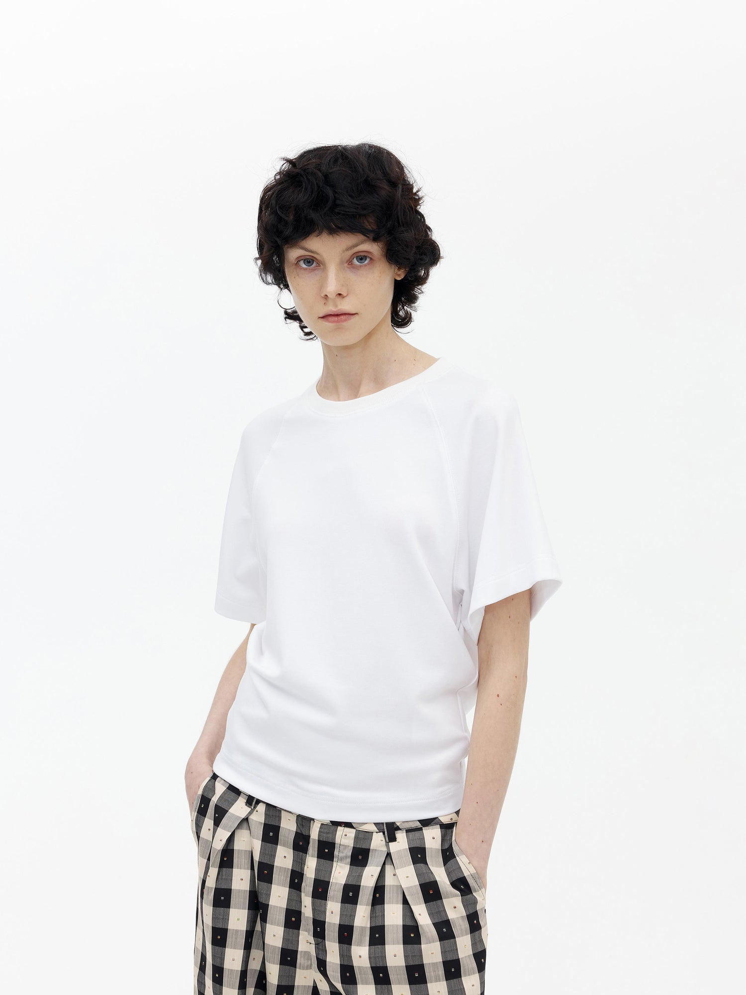 AFTADAWN Modal V-neck Side Zip Waist Defining Top
