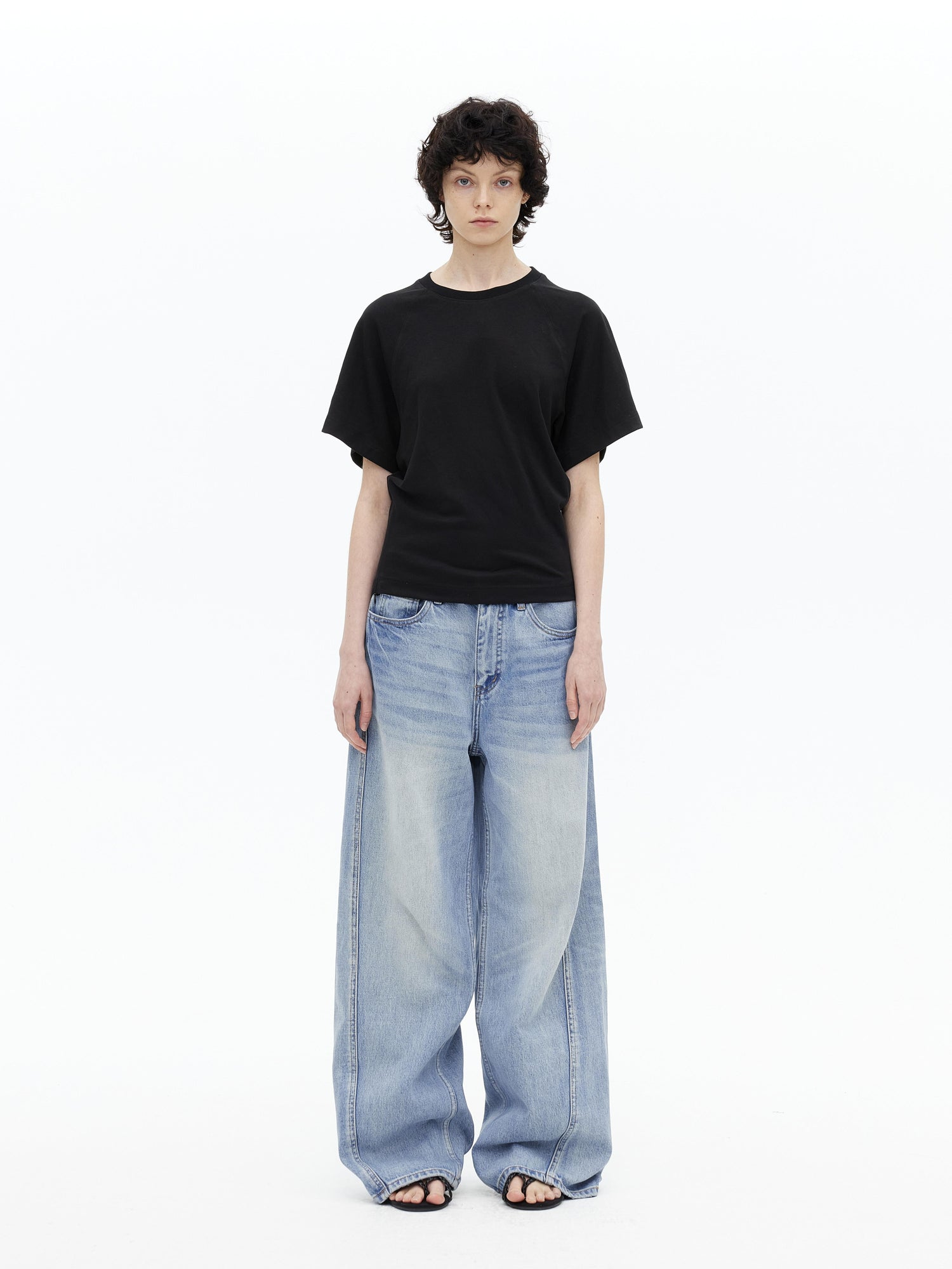 AFTADAWN Modal V-neck Side Zip Waist Defining Top