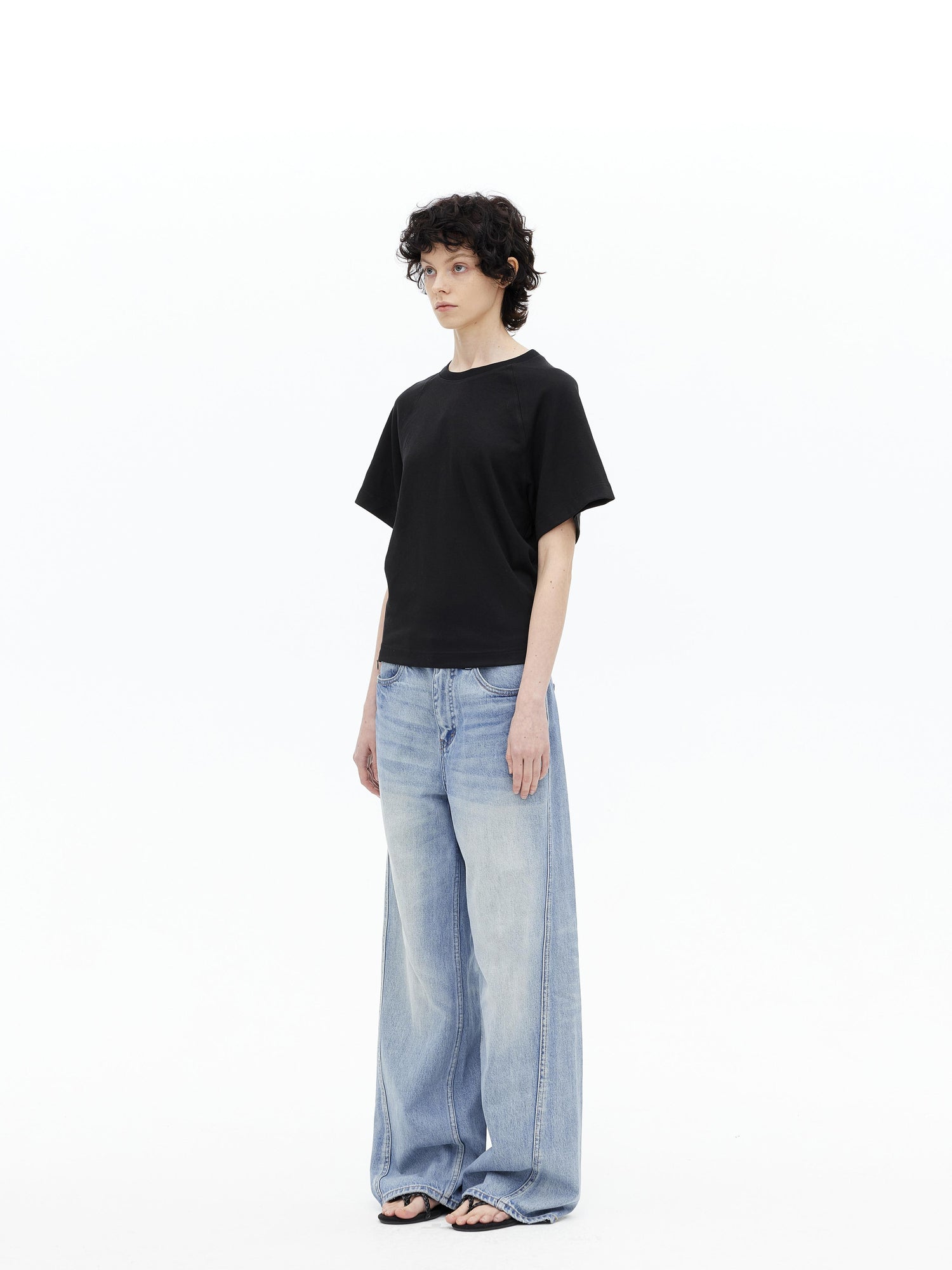 AFTADAWN Modal V-neck Side Zip Waist Defining Top