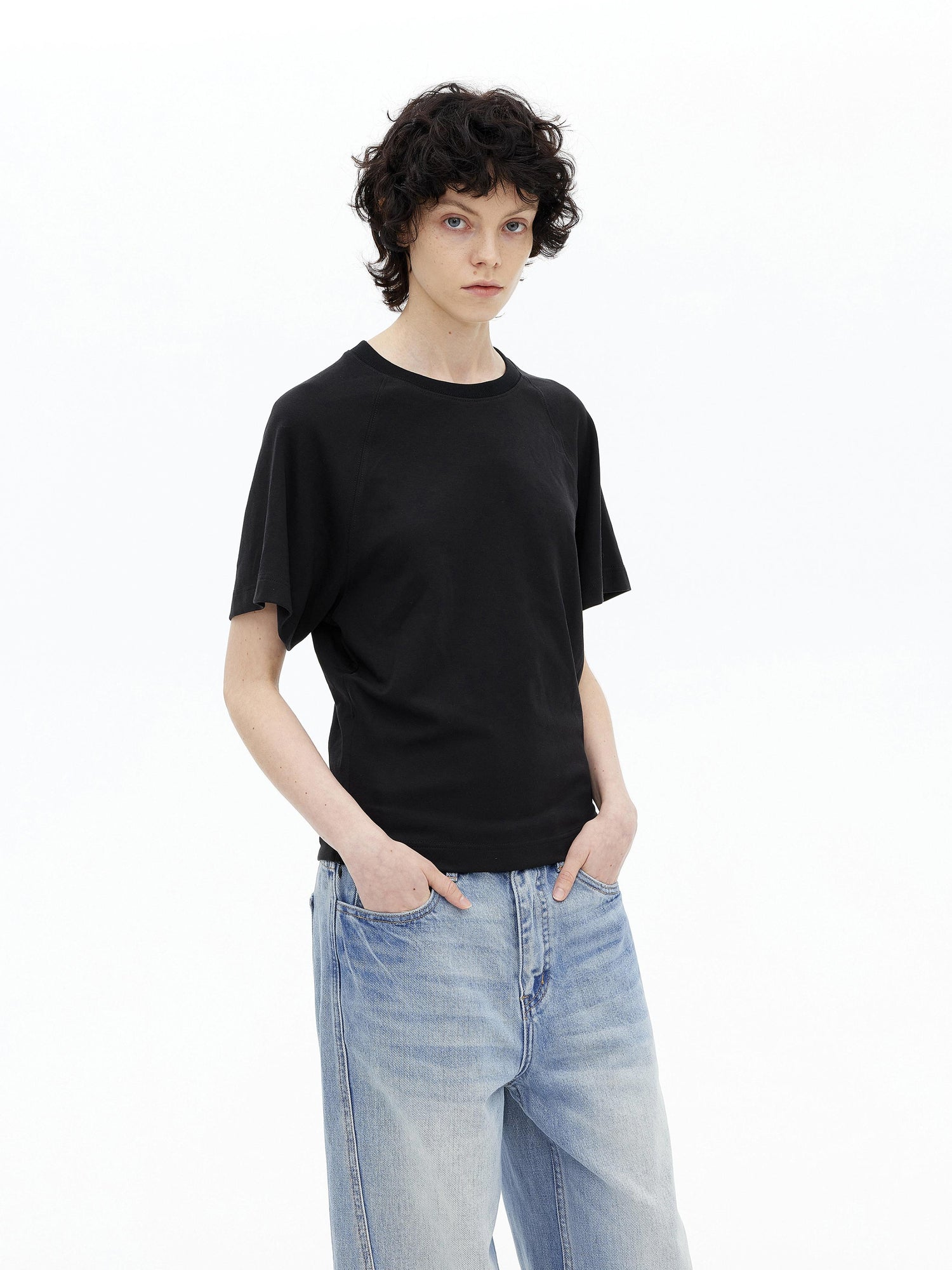 AFTADAWN Modal V-neck Side Zip Waist Defining Top