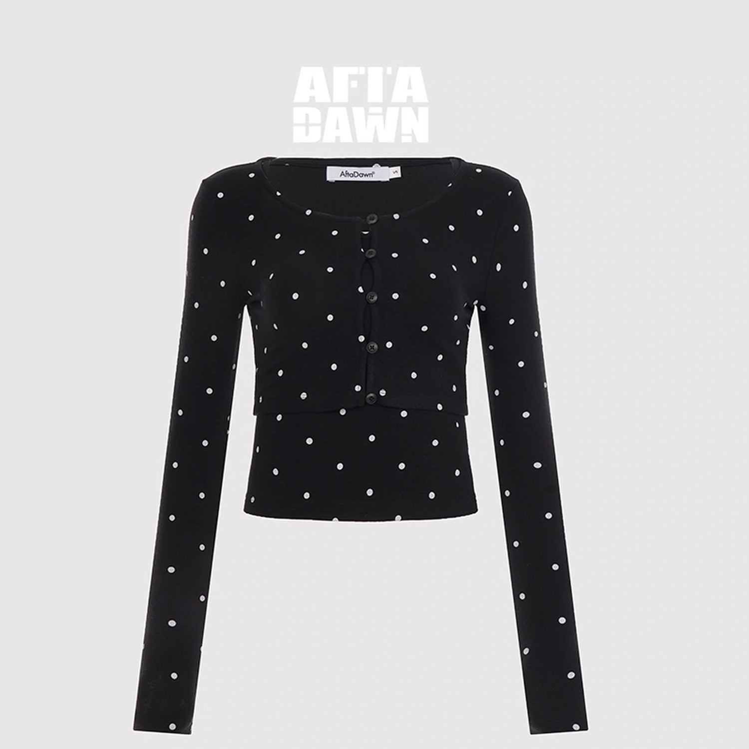AFTADAWN_Modal_Wool_Stretch_Polka_Dot_Layering_Set_V-neck_T-shirt_Long_Sleeve_MISSTT