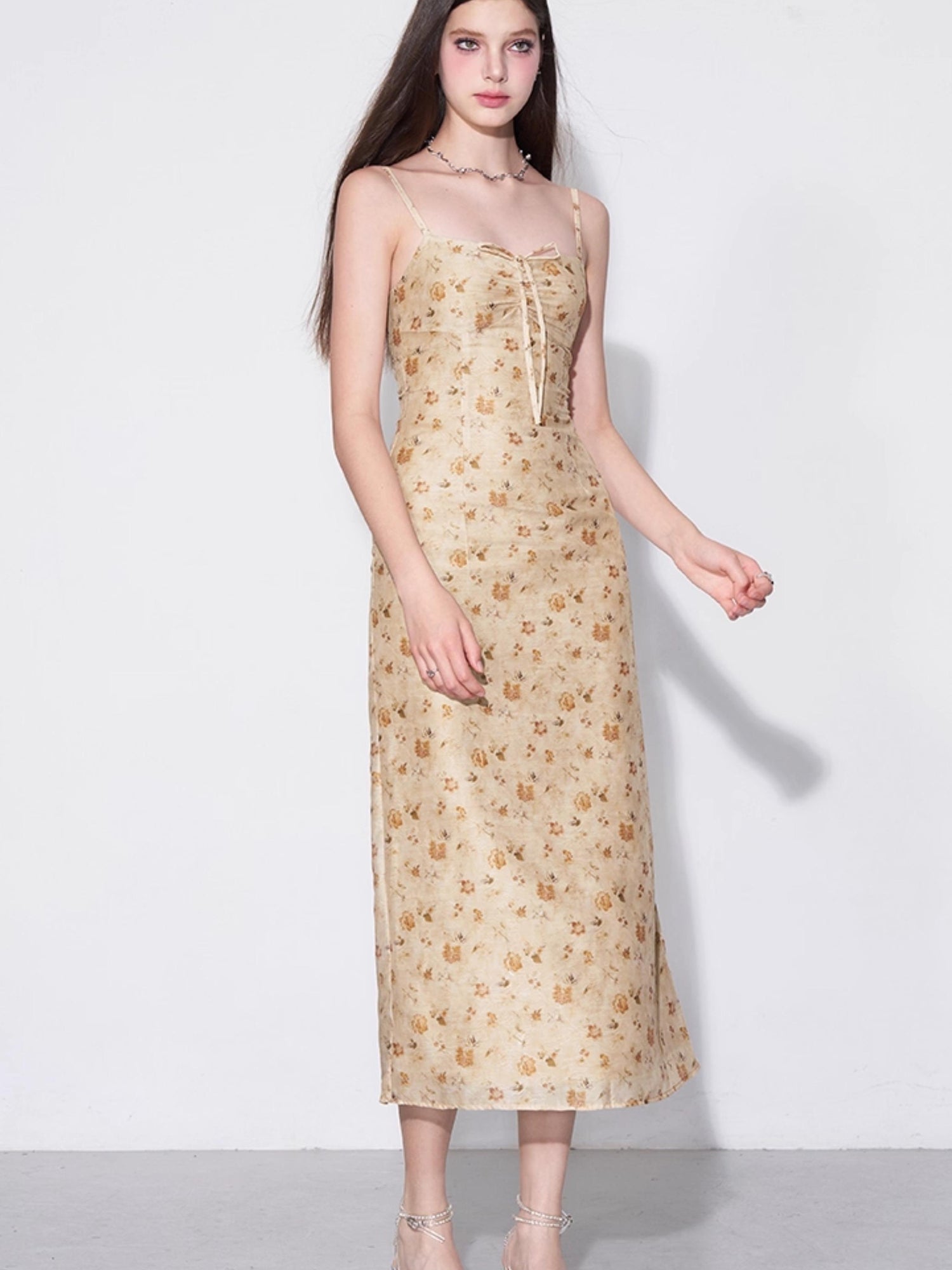 AFTADAWN Monet Garden Textured Waist Defining Camisole Dress