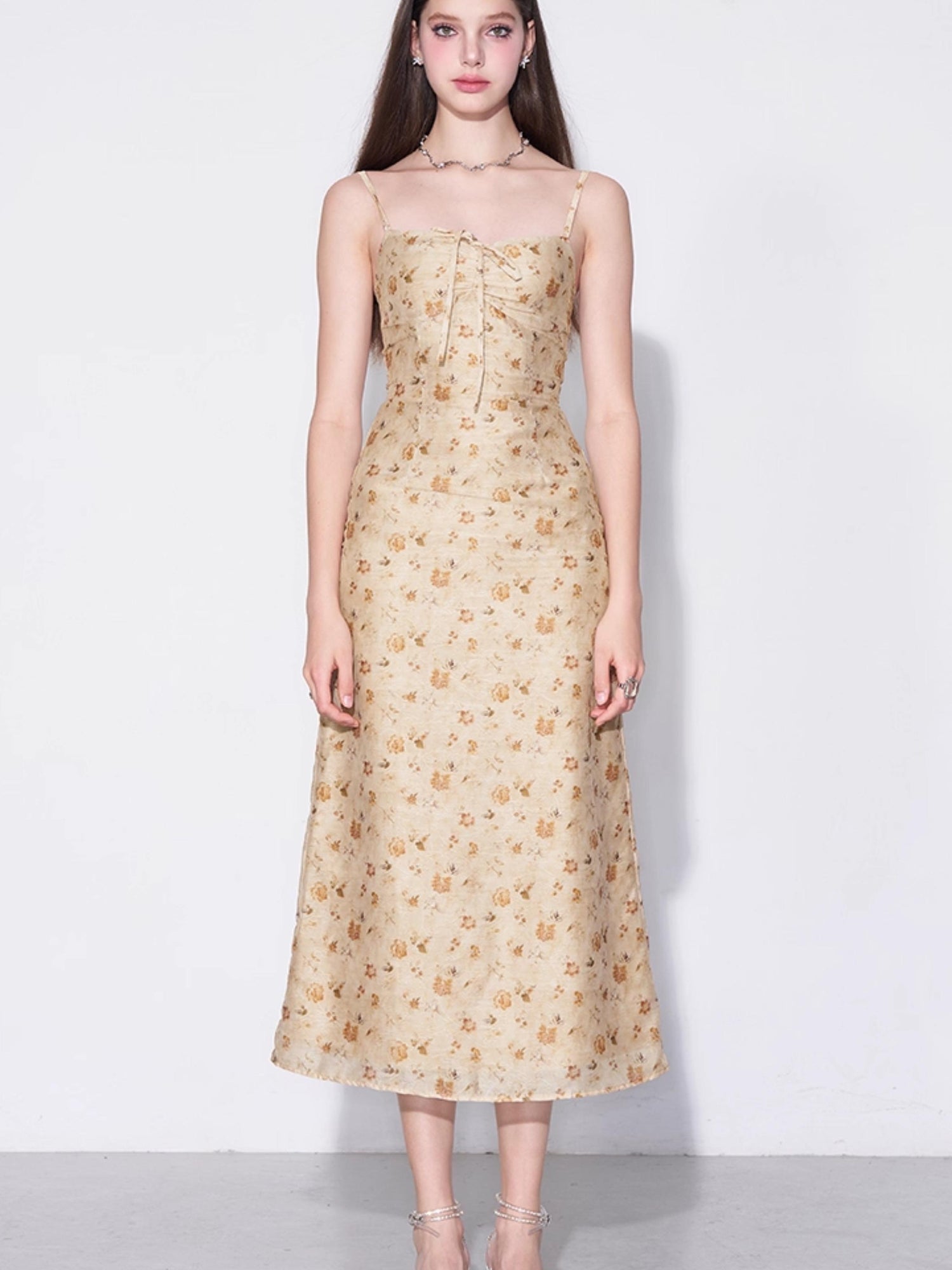 AFTADAWN Monet Garden Textured Waist Defining Camisole Dress