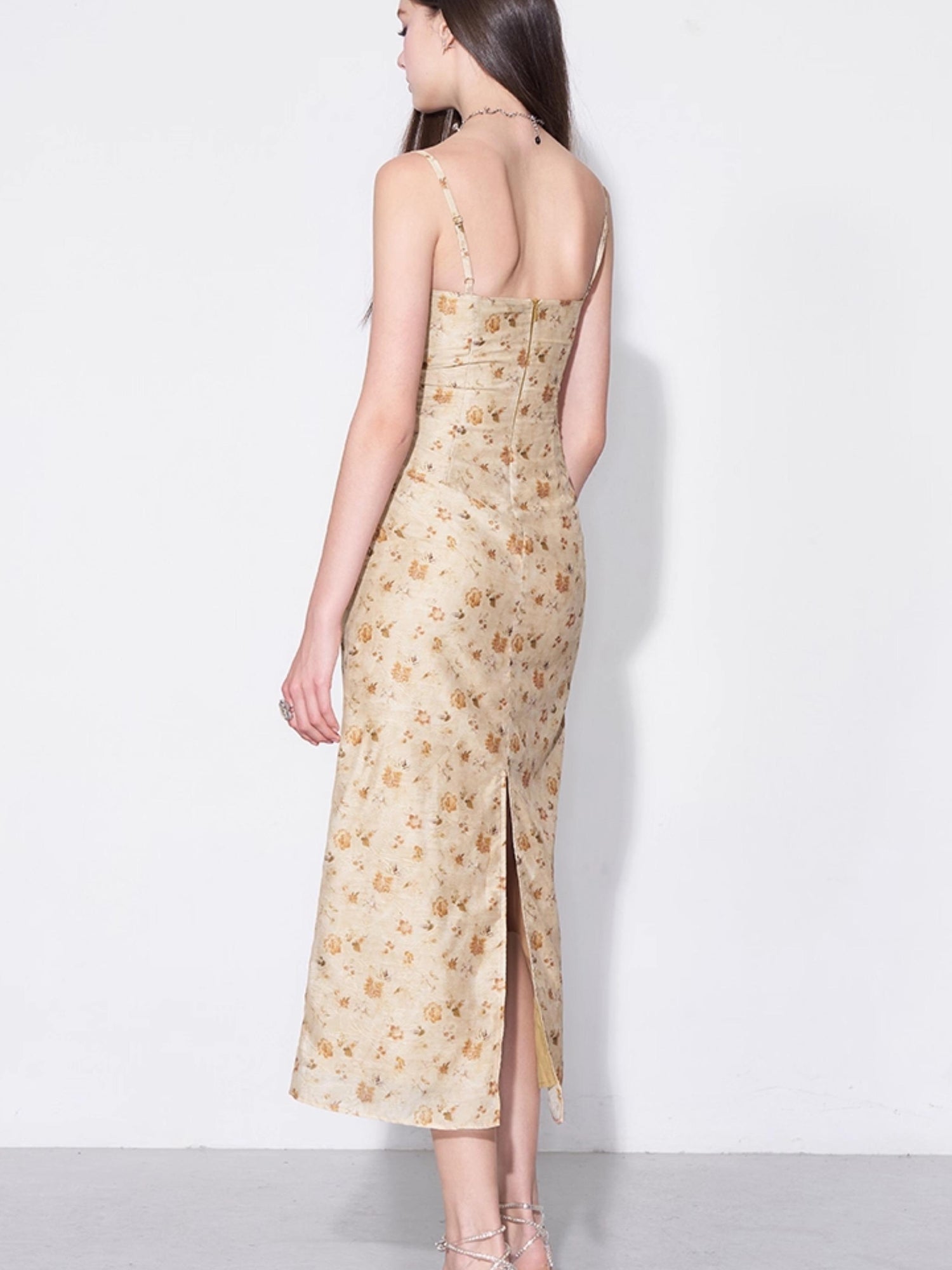 AFTADAWN Monet Garden Textured Waist Defining Camisole Dress