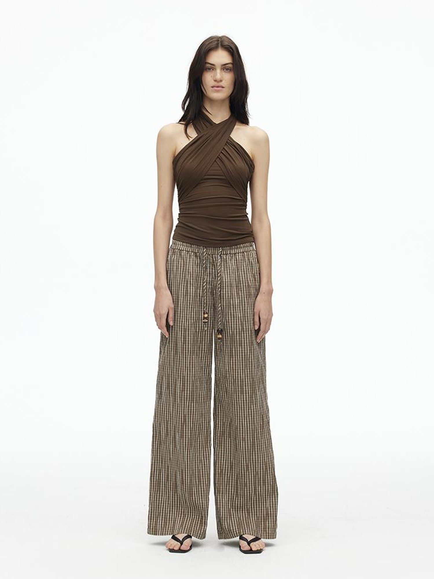 AFTADAWN Multi Way Lyocell Halter Top With Adjustable Ties