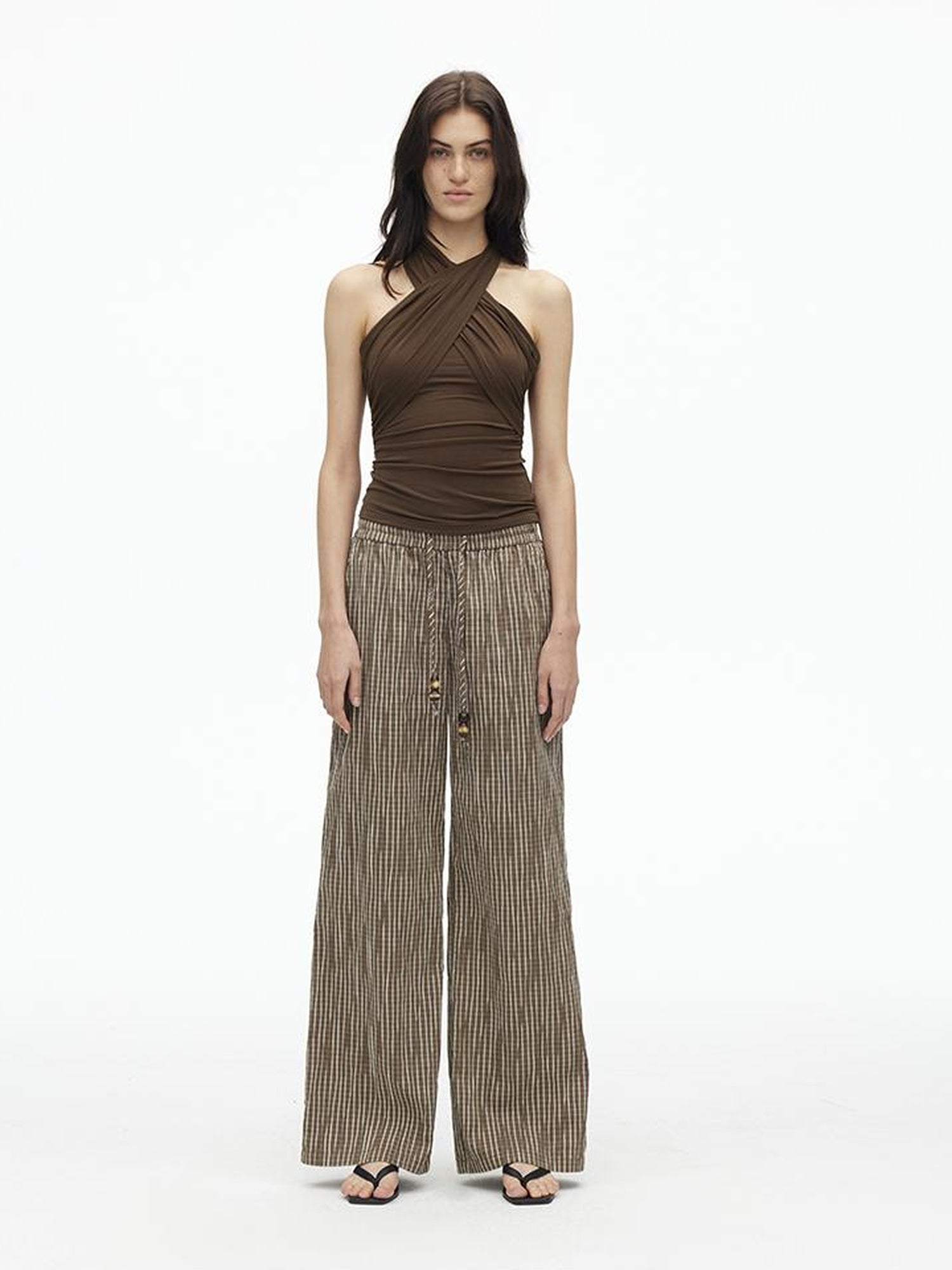 AFTADAWN Multi Way Lyocell Halter Top With Adjustable Ties