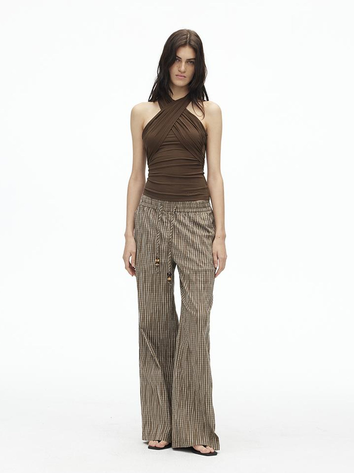 AFTADAWN Multi Way Lyocell Halter Top With Adjustable Ties